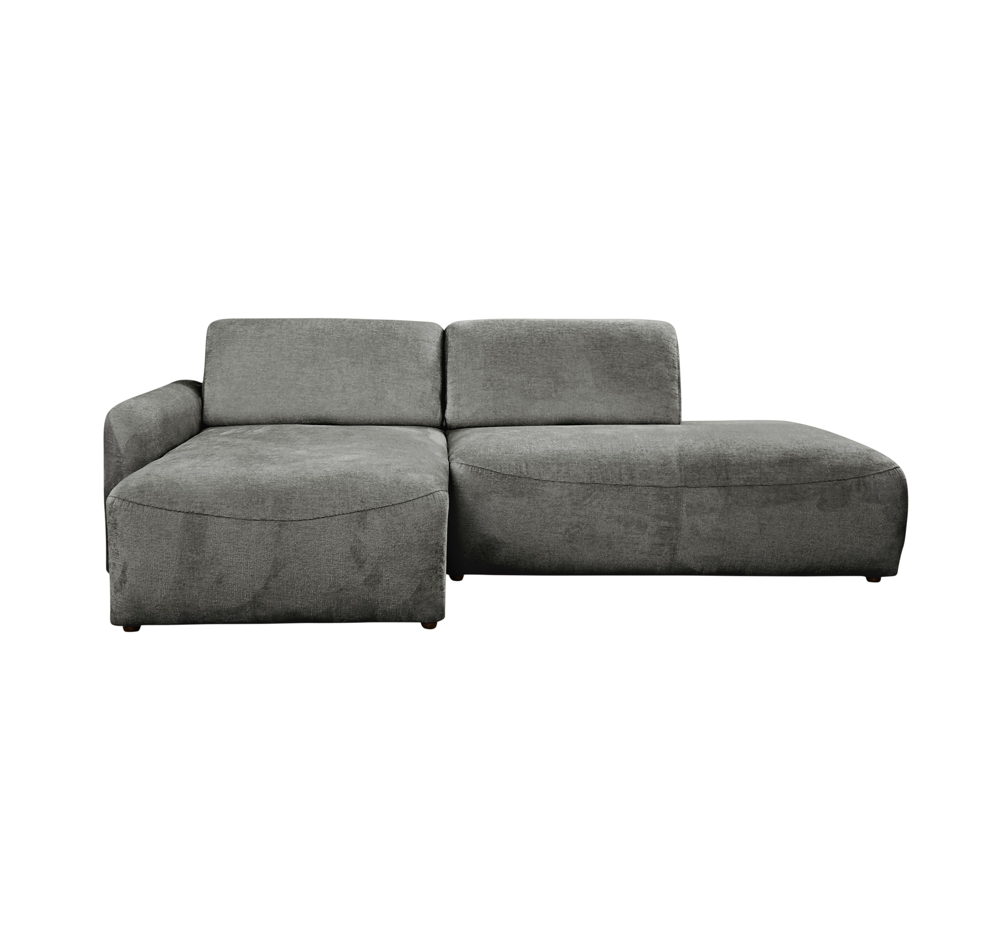 Canapé d’angle gauche Château d'eau en tissu chenille gris Paname Avenue, vue de face sur fond blanc
