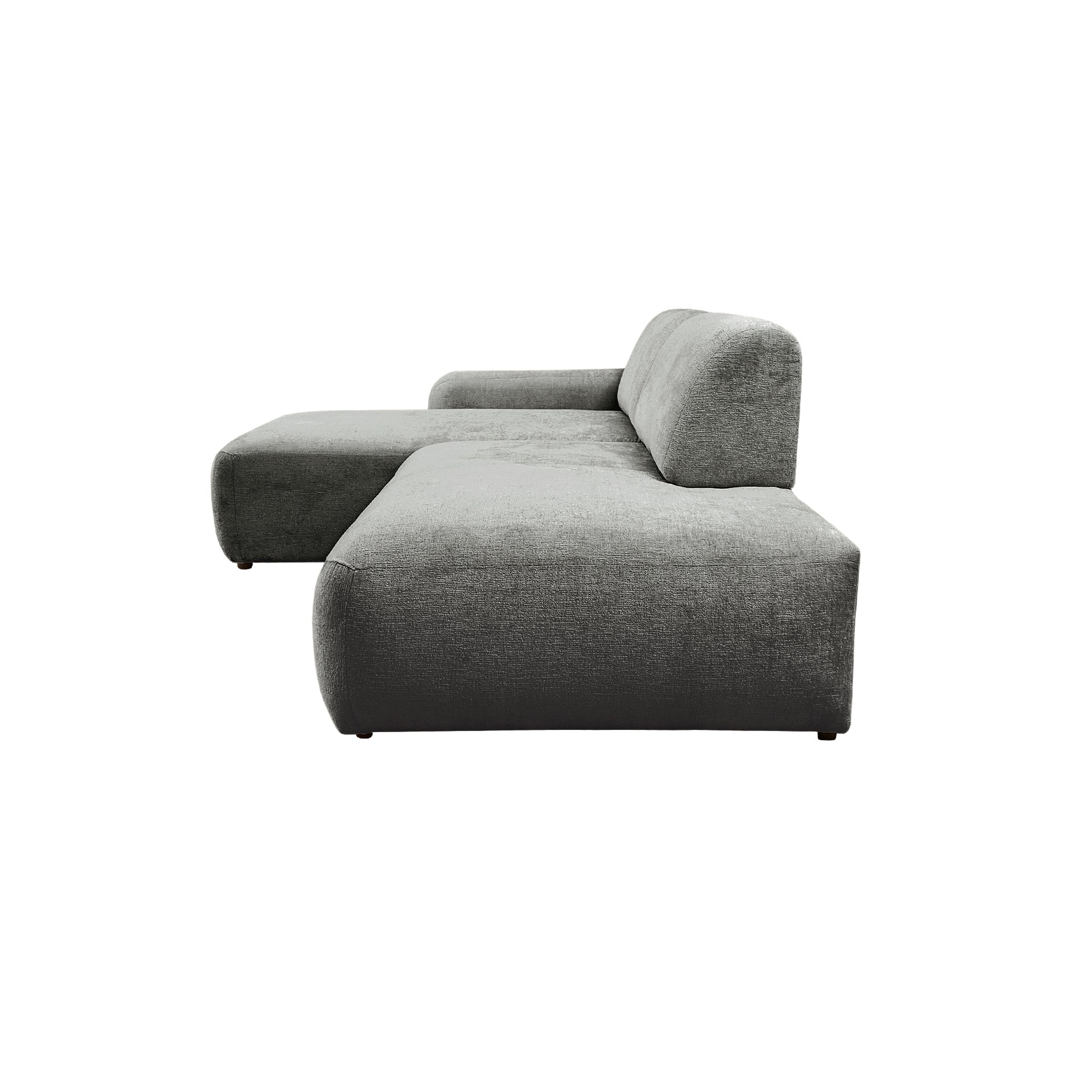 Canapé d’angle gauche Château d'eau en tissu chenille gris Paname Avenue, vue de profil sur fond blanc