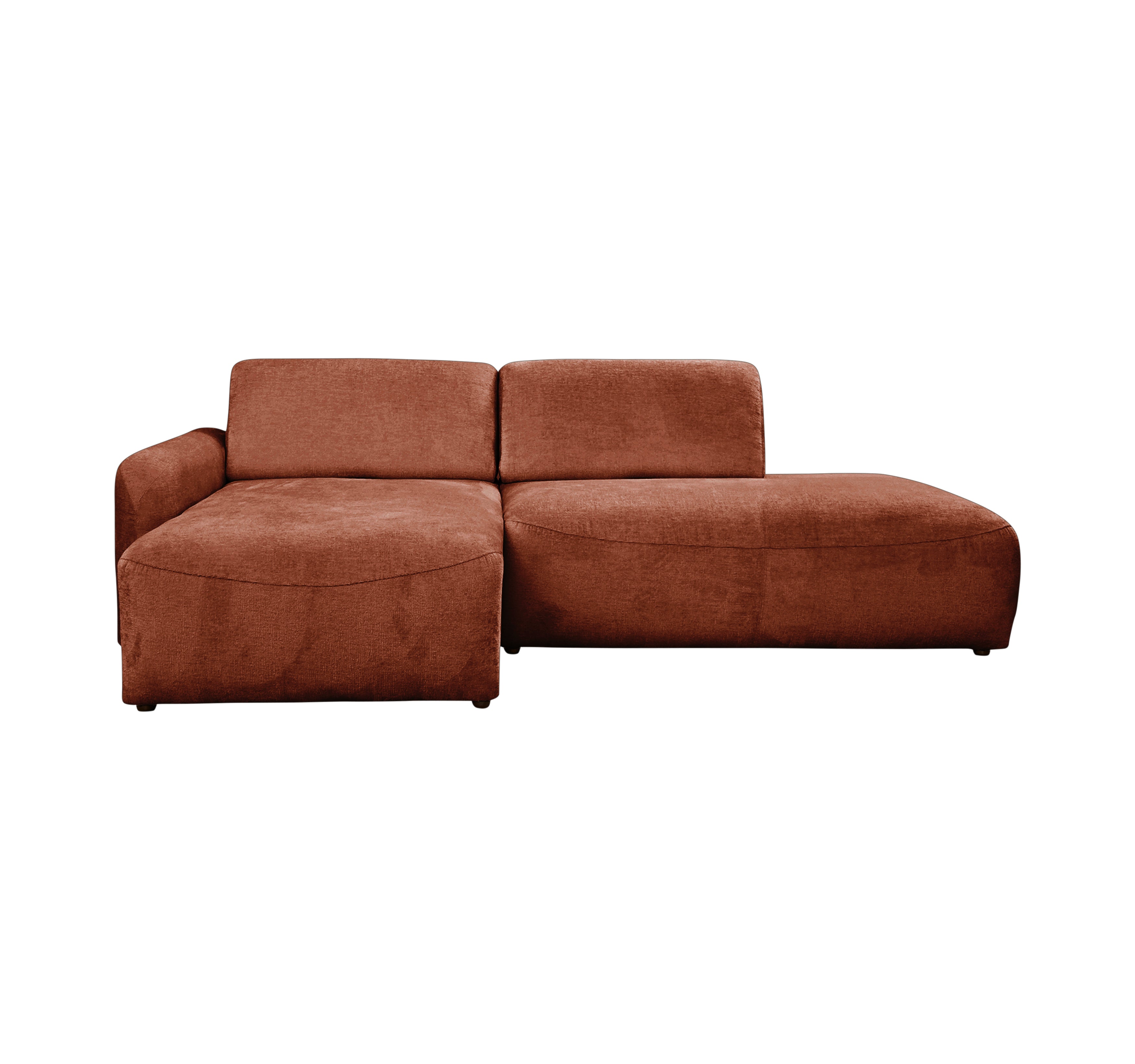 Canapé d’angle gauche Château d'eau en tissu chenille terracotta Paname Avenue, vue de face sur fond blanc
