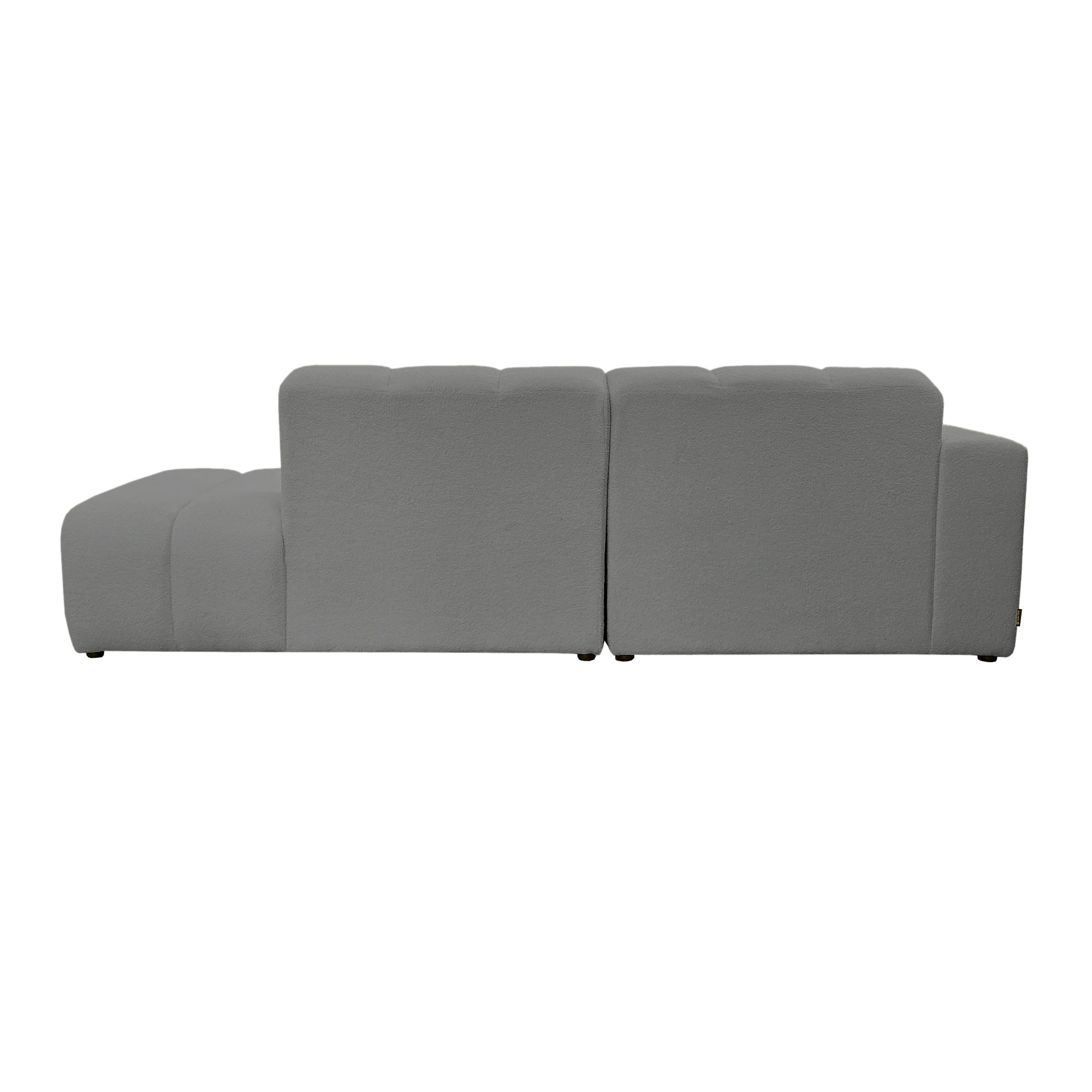 Canapé d’angle gauche Chemin-Vert en tissu bouclette anthracite Paname Avenue, vue arrière sur fond blanc