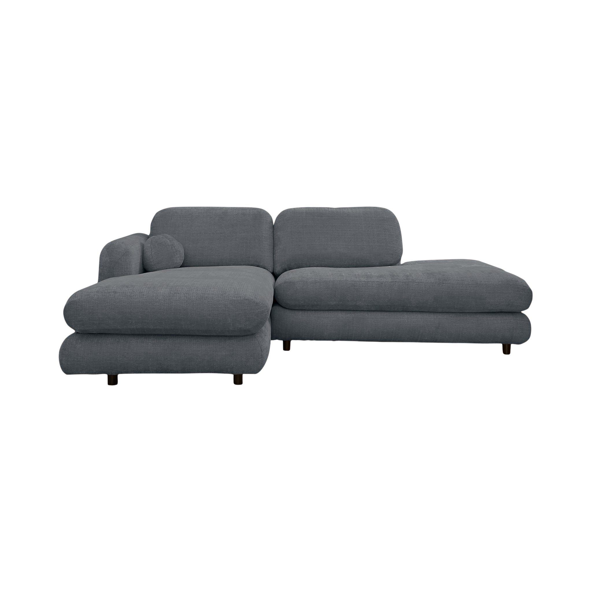 Canapé d’angle gauche Clef en tissu chenille anthracite Paname Avenue, vue de face sur fond blanc