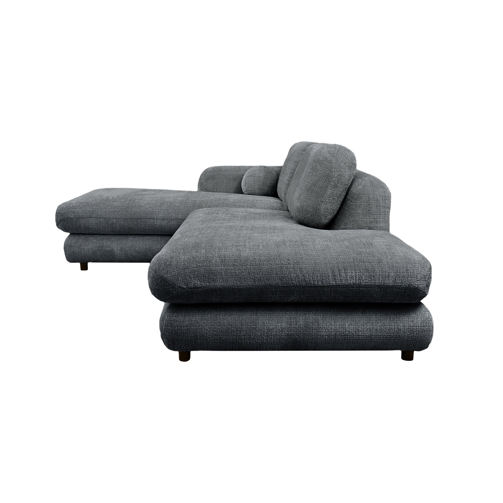 Canapé d’angle gauche Clef en tissu chenille anthracite Paname Avenue, vue de profil sur fond blanc