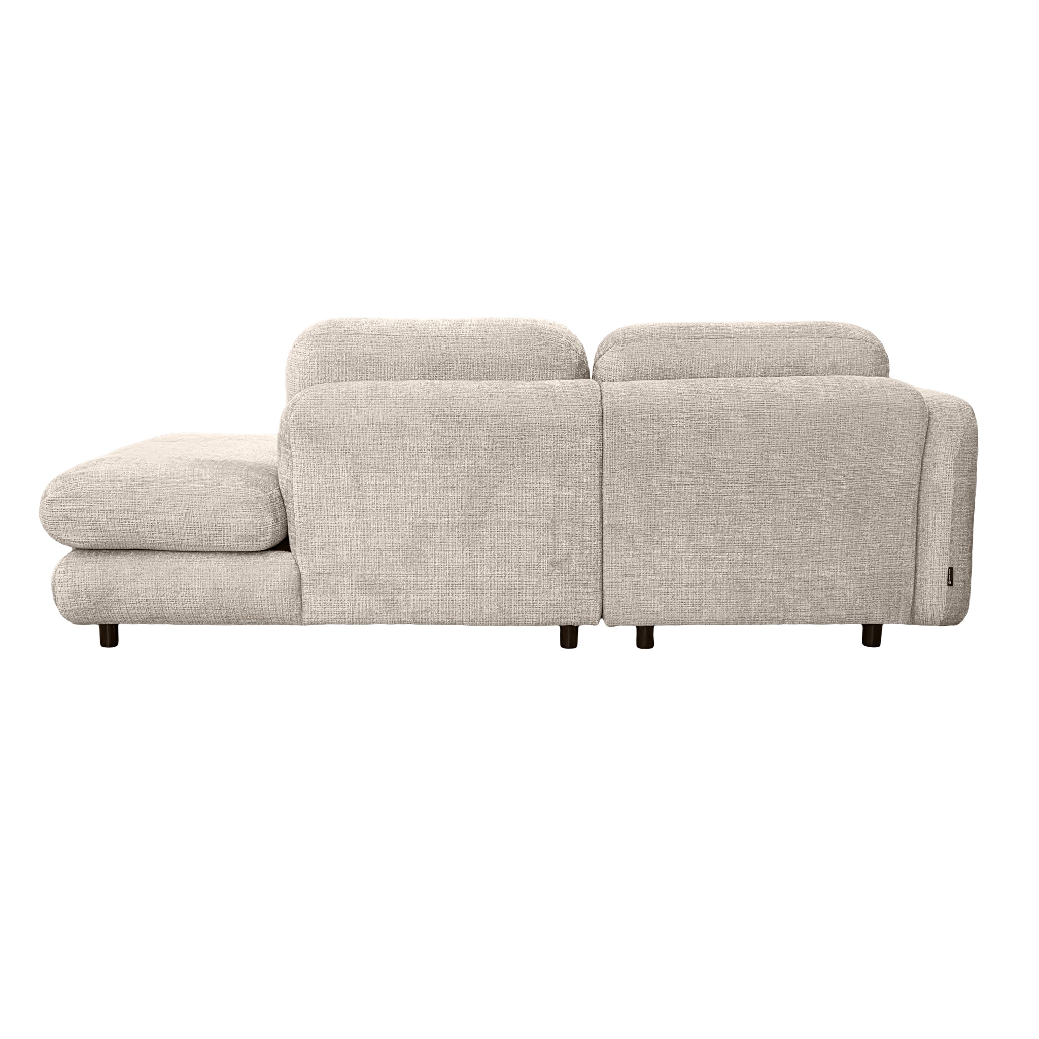 Canapé d’angle gauche Clef en tissu chenille beige Paname Avenue, vue arrière sur fond blanc