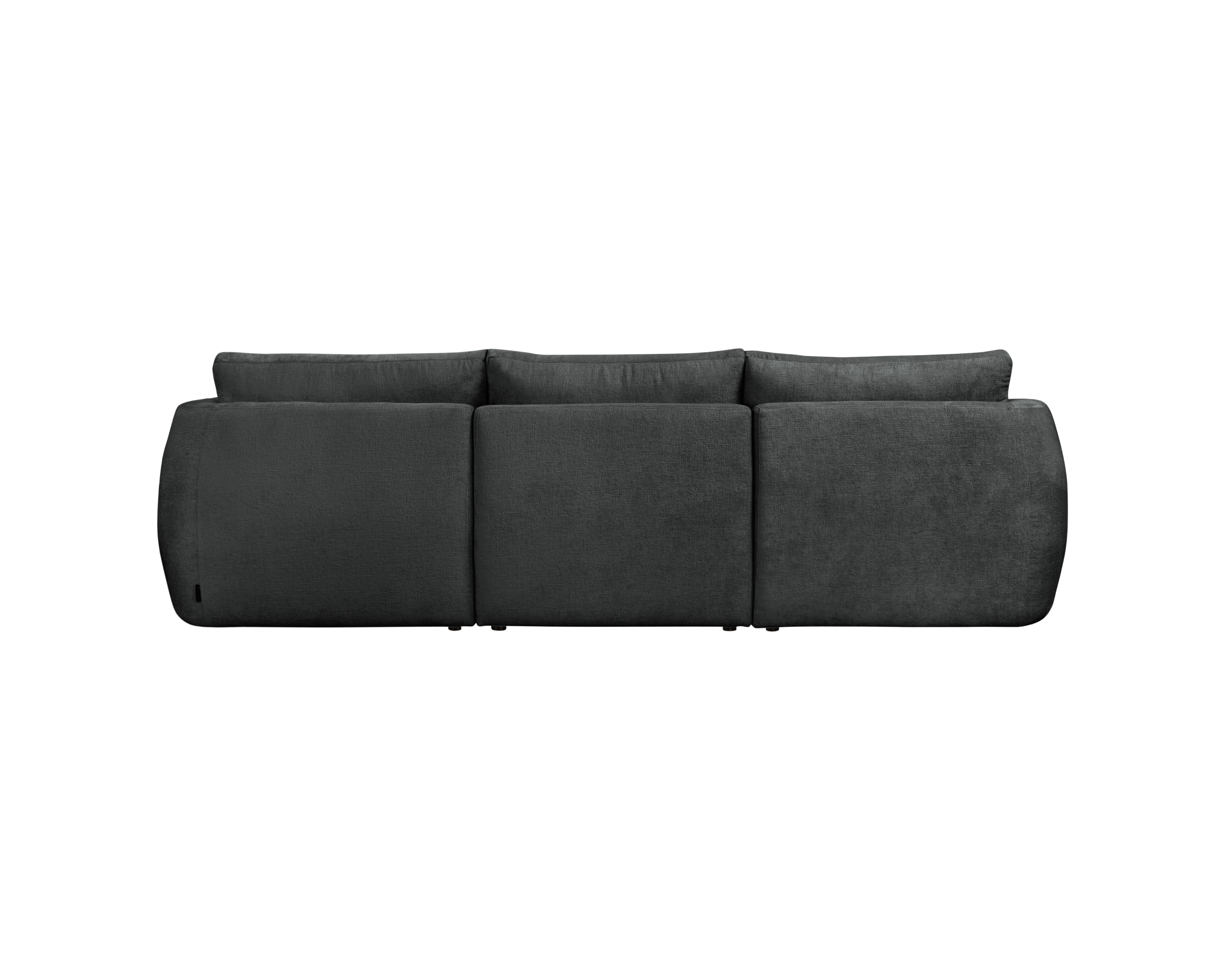 Canapé d’angle gauche Lepic en tissu chenille anthracite Paname Avenue, vue arrière sur fond blanc