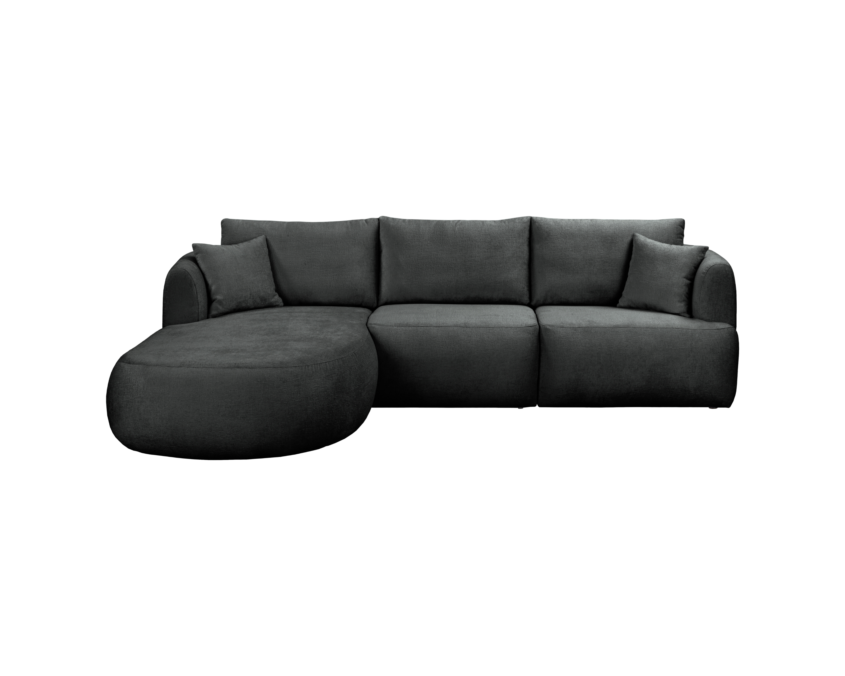 Canapé d’angle gauche Lepic en tissu chenille anthracite Paname Avenue, vue de face sur fond blanc
