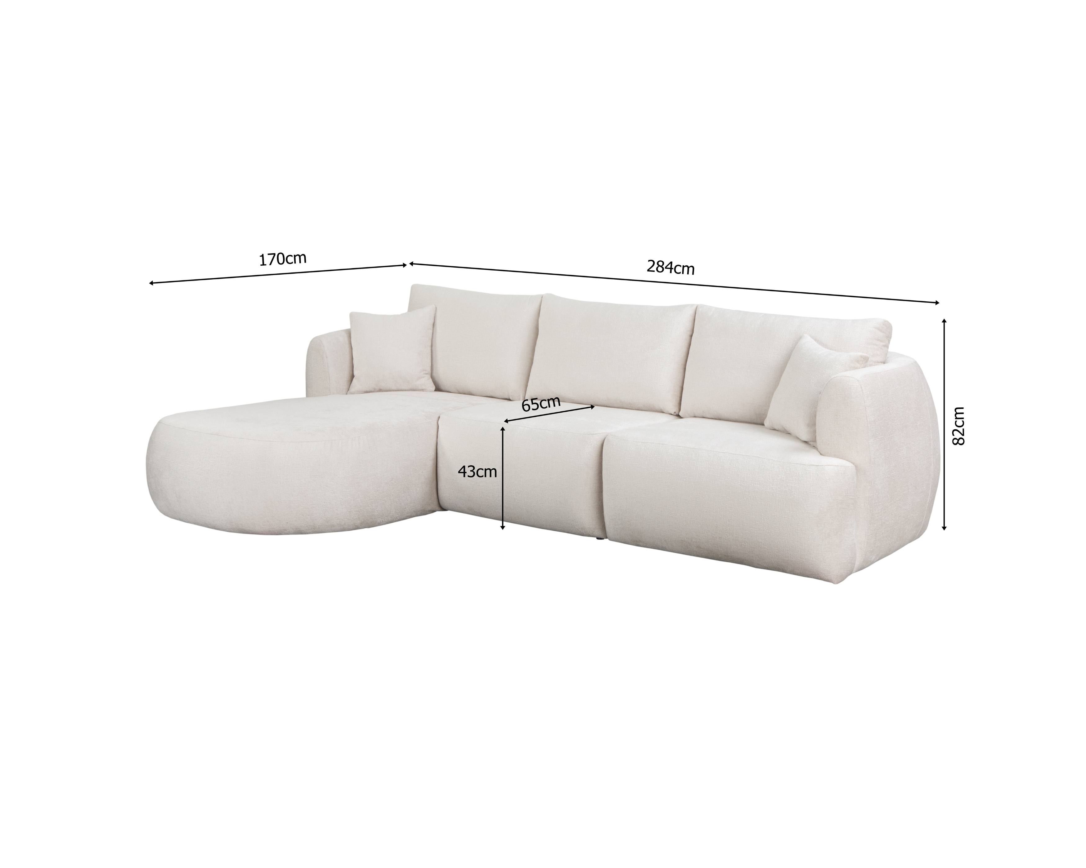 Canapé d’angle gauche Lepic en tissu chenille beige Paname Avenue, détail du label de la marque