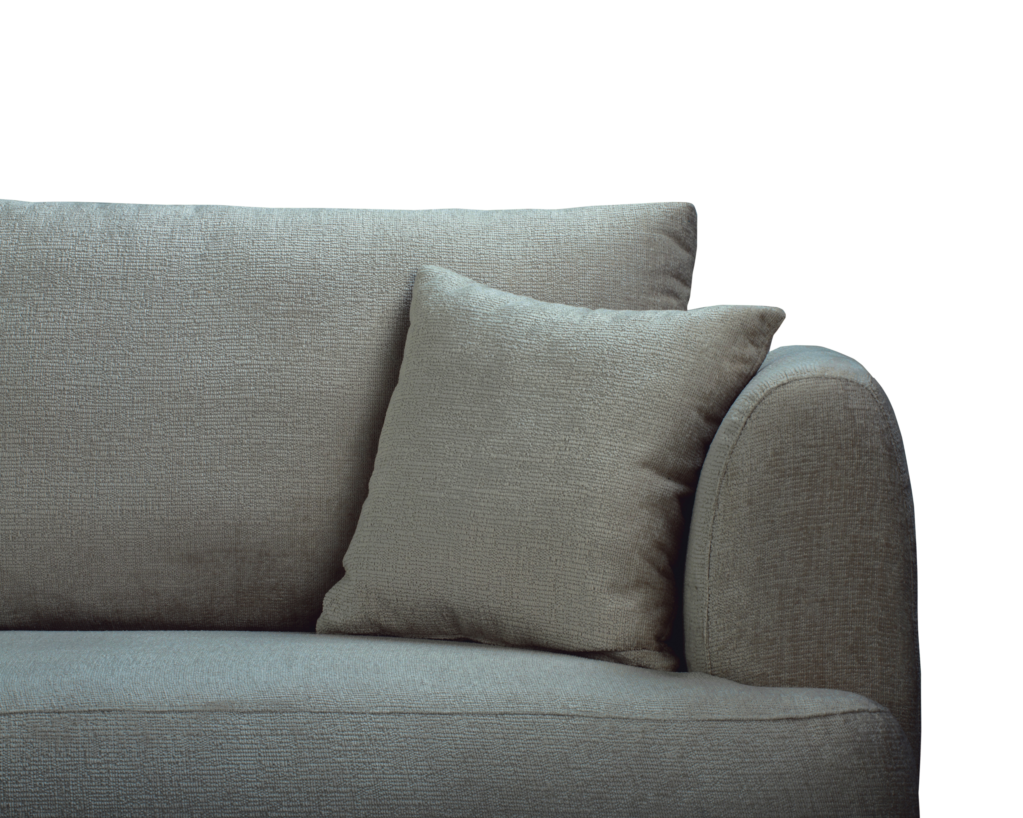 Canapé d’angle gauche Lepic en tissu chenille gris Paname Avenue, zoom sur les coussins