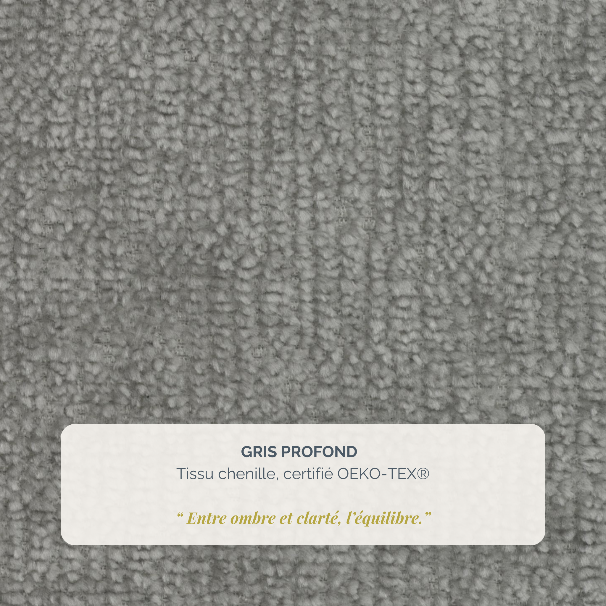 Canapé d’angle gauche Lepic en tissu chenille gris Paname Avenue, détail de la texture du revêtement