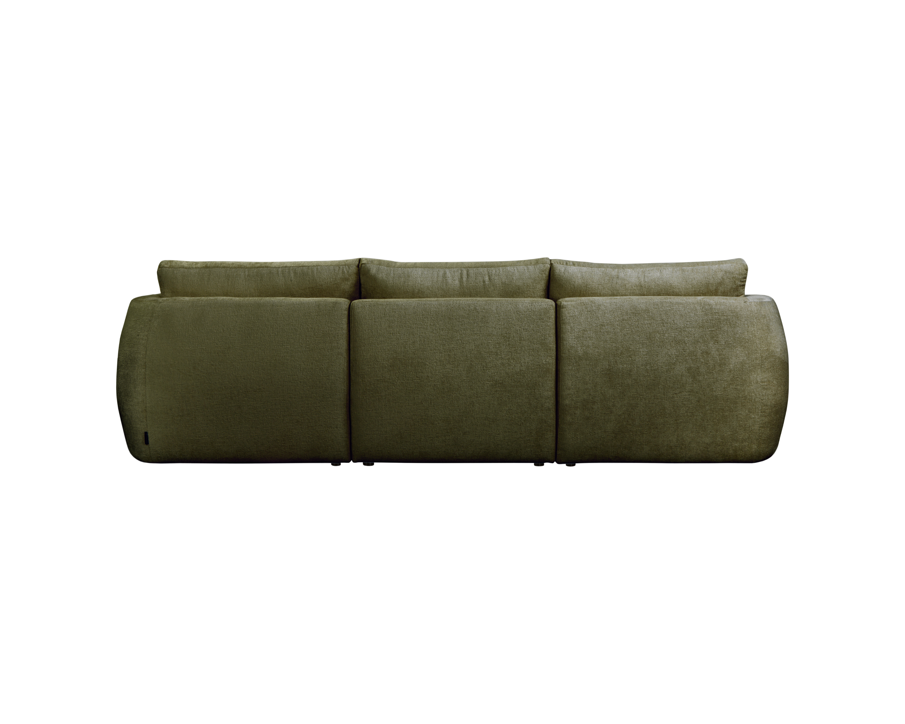 Canapé d’angle gauche Lepic en tissu chenille vert olive Paname Avenue, vue arrière sur fond blanc