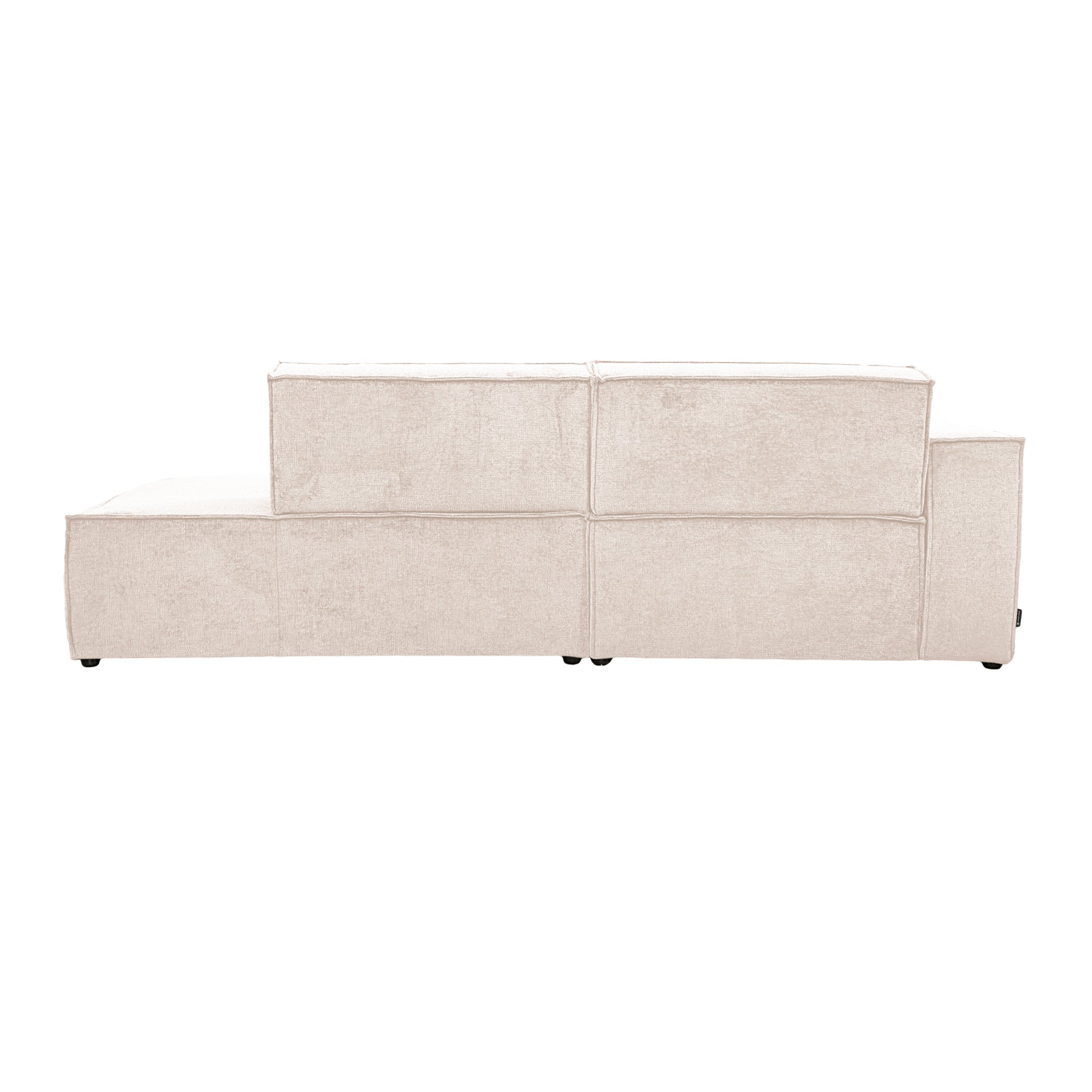 Canapé d’angle gauche Prévôt en tissu chenille beige Paname Avenue, vue arrière sur fond blanc