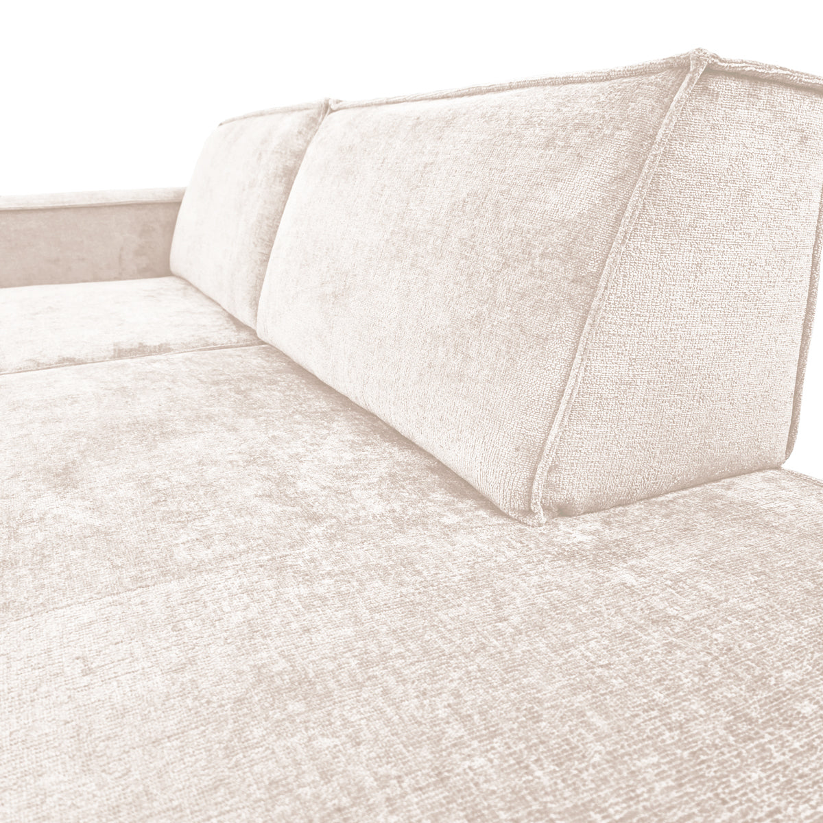 Canapé d’angle gauche Prévôt en tissu chenille beige Paname Avenue, zoom sur le revêtement