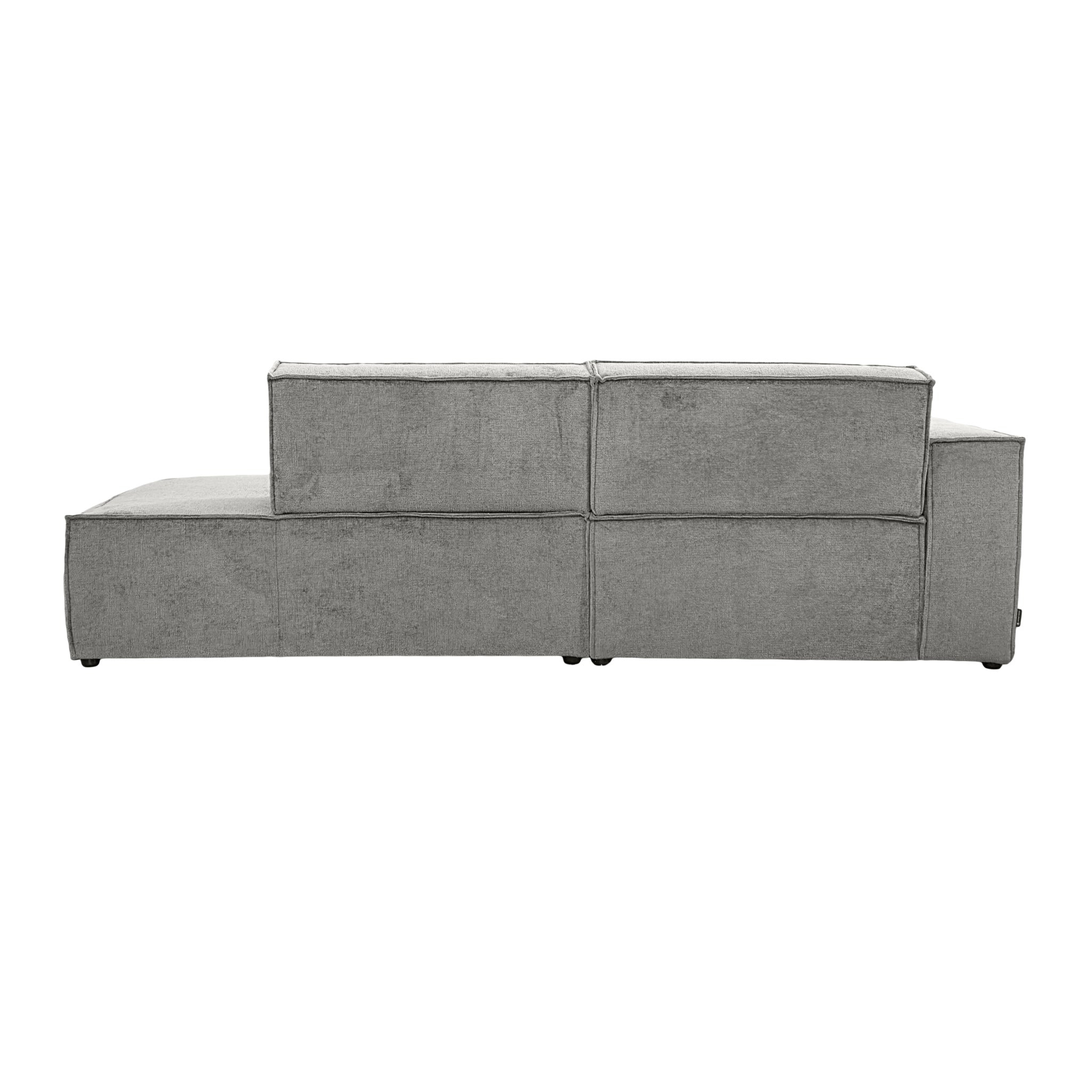 Canapé d’angle gauche Prévôt en tissu chenille gris Paname Avenue, vue arrière sur fond blanc
