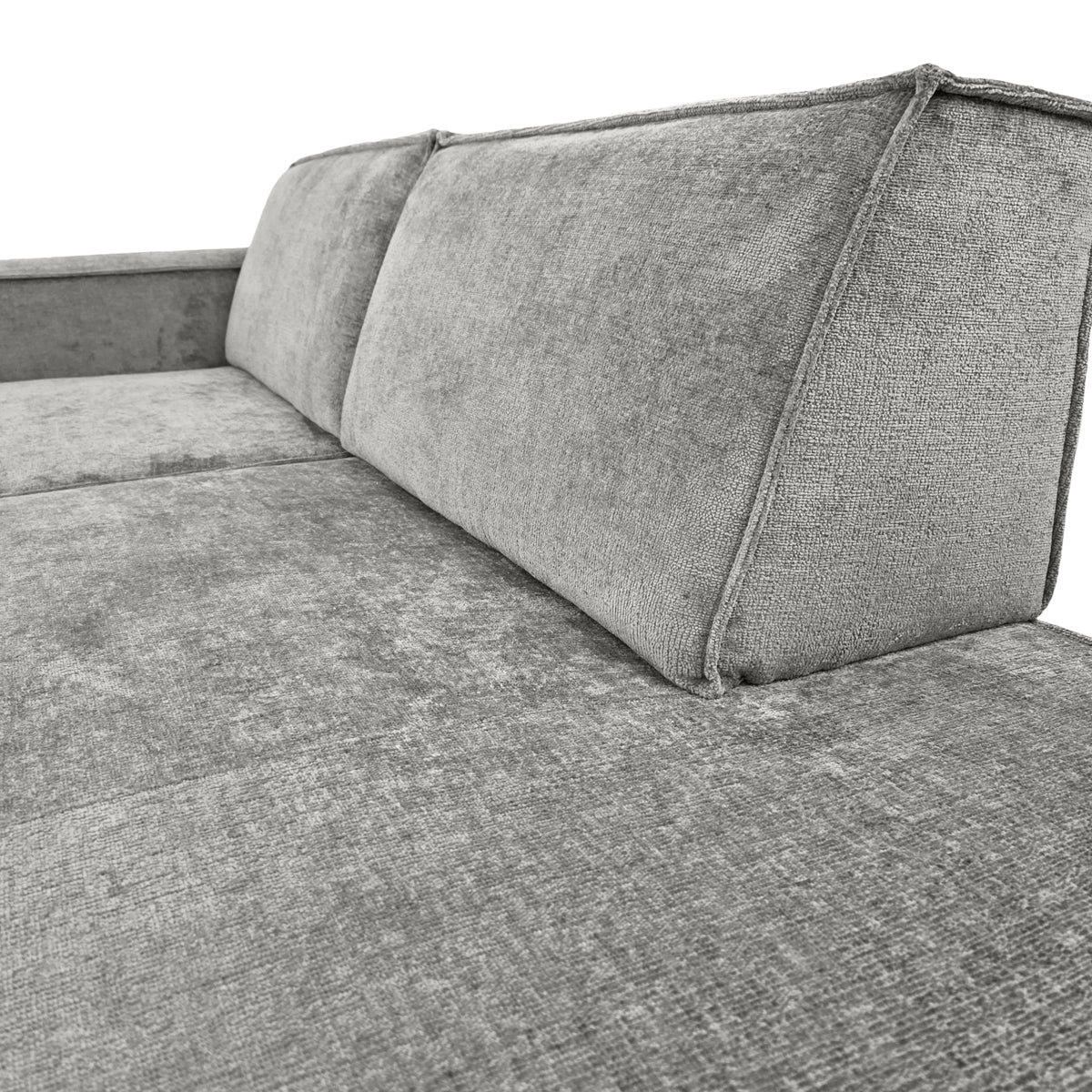 Canapé d’angle gauche Prévôt en tissu chenille gris Paname Avenue, zoom sur le revêtement
