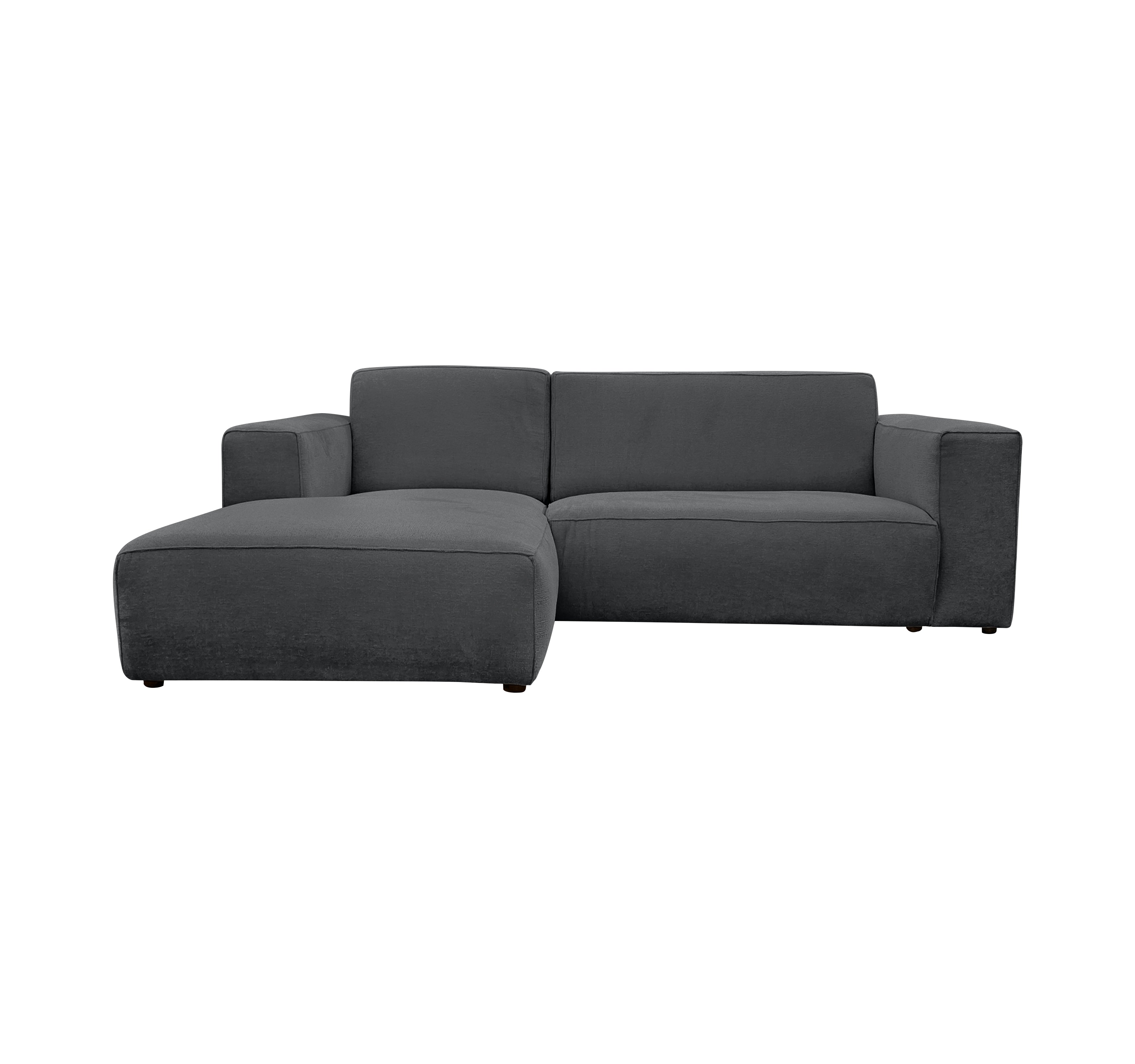 Canapé d’angle gauche Roi-de-Sicile en tissu chenille anthracite Paname Avenue, vue de face sur fond blanc