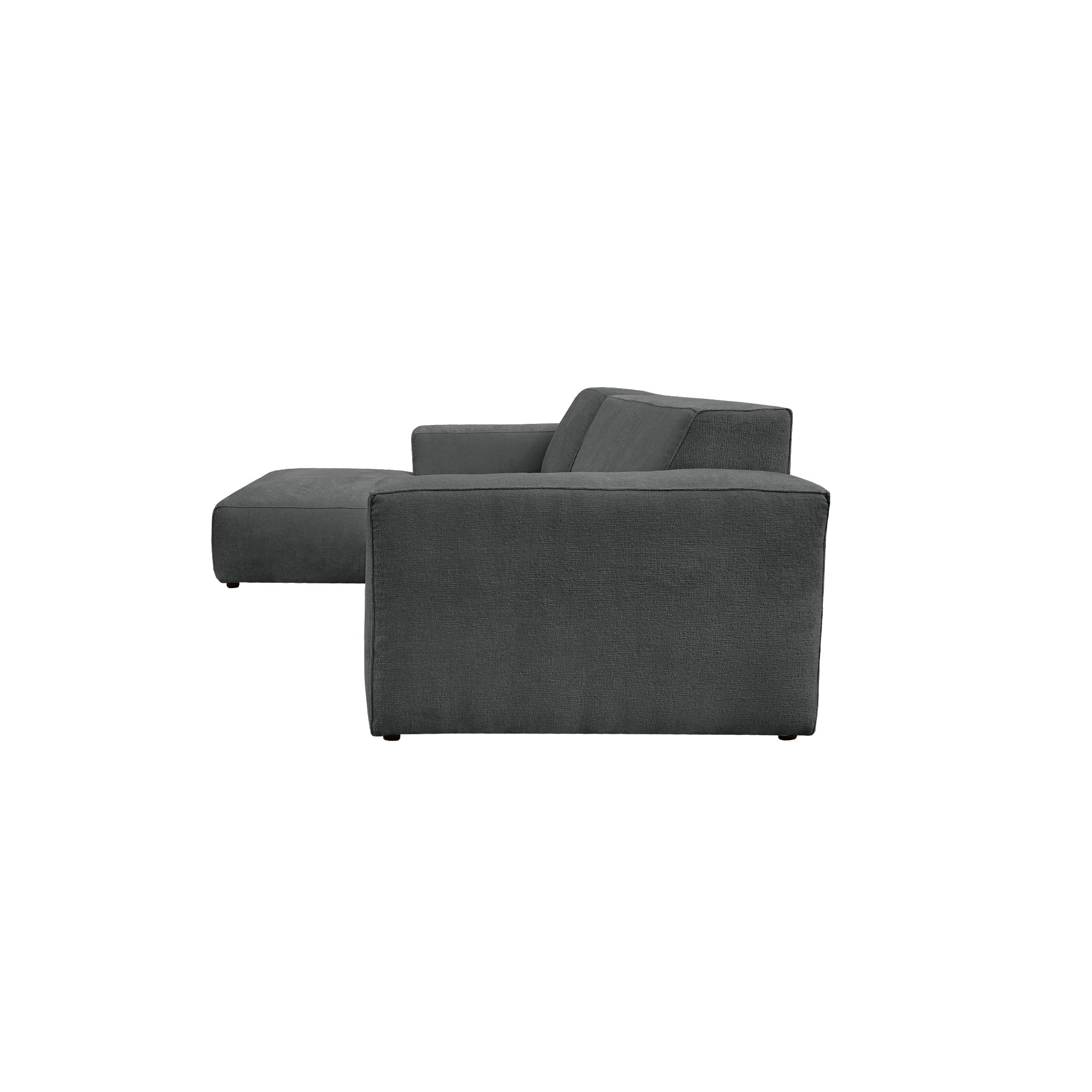 Canapé d’angle gauche Roi-de-Sicile en tissu chenille anthracite Paname Avenue, vue de profil sur fond blanc