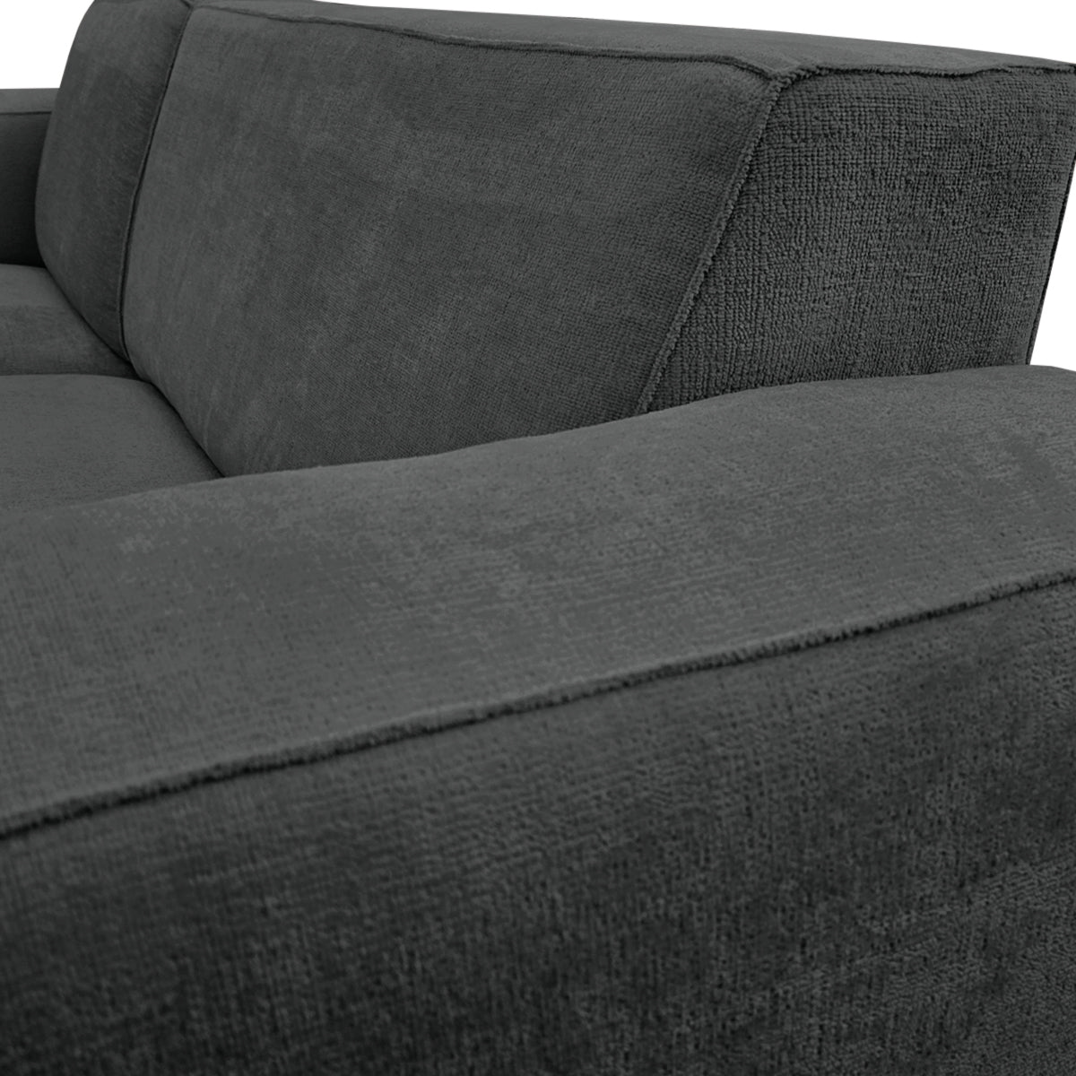 Canapé d’angle gauche Roi-de-Sicile en tissu chenille anthracite Paname Avenue, zoom sur le revêtement