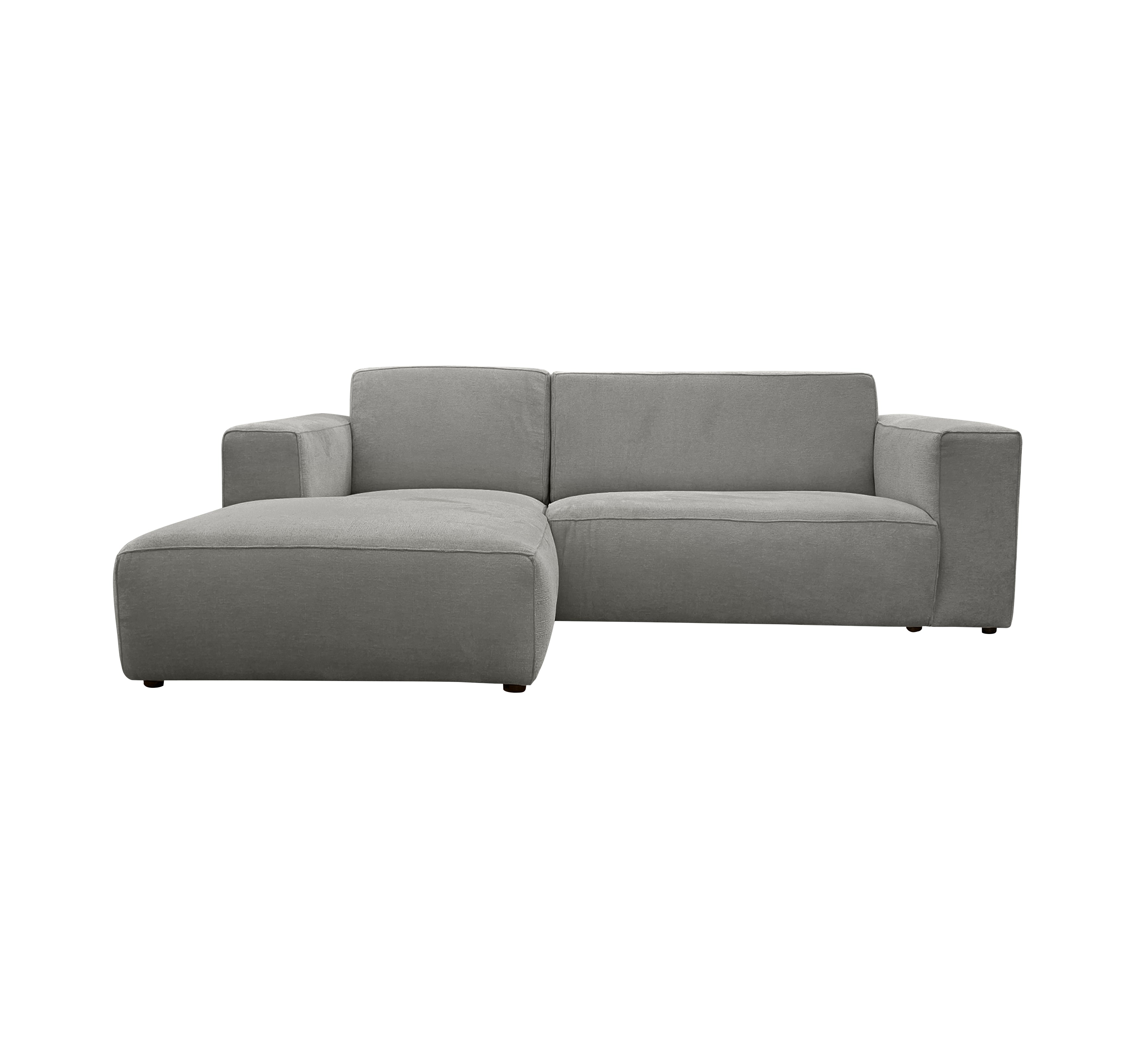 Canapé d’angle gauche Roi-de-Sicile en tissu chenille gris Paname Avenue, vue de face sur fond blanc