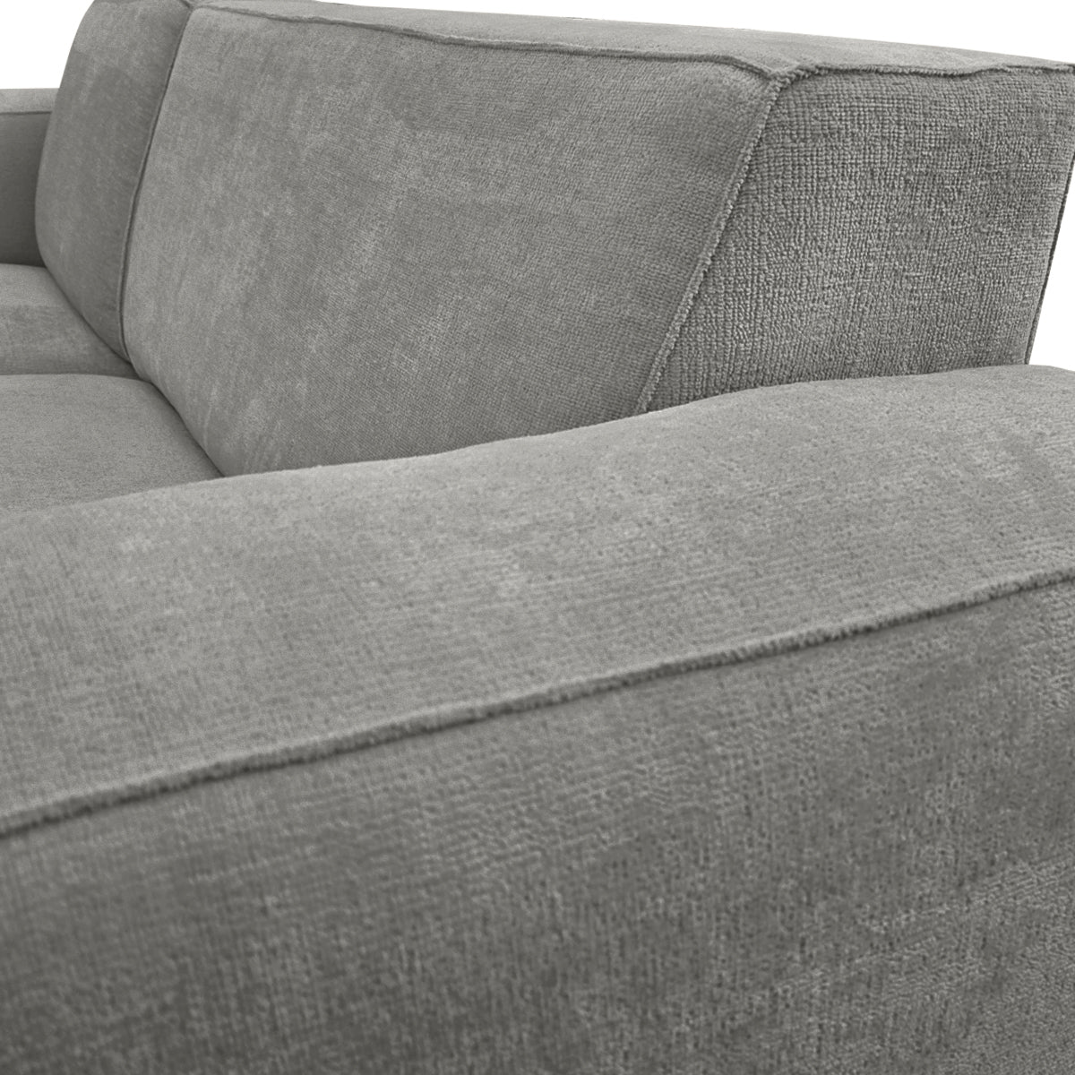 Canapé d’angle gauche Roi-de-Sicile en tissu chenille gris Paname Avenue, zoom sur le revêtement