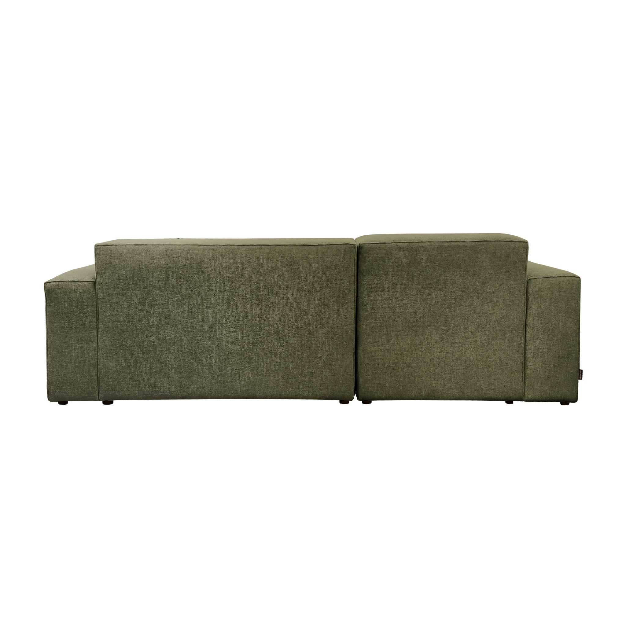 anthracite d’angle gauche Roi-de-Sicile en tissu chenille vert olive Paname Avenue, vue arrière sur fond blanc