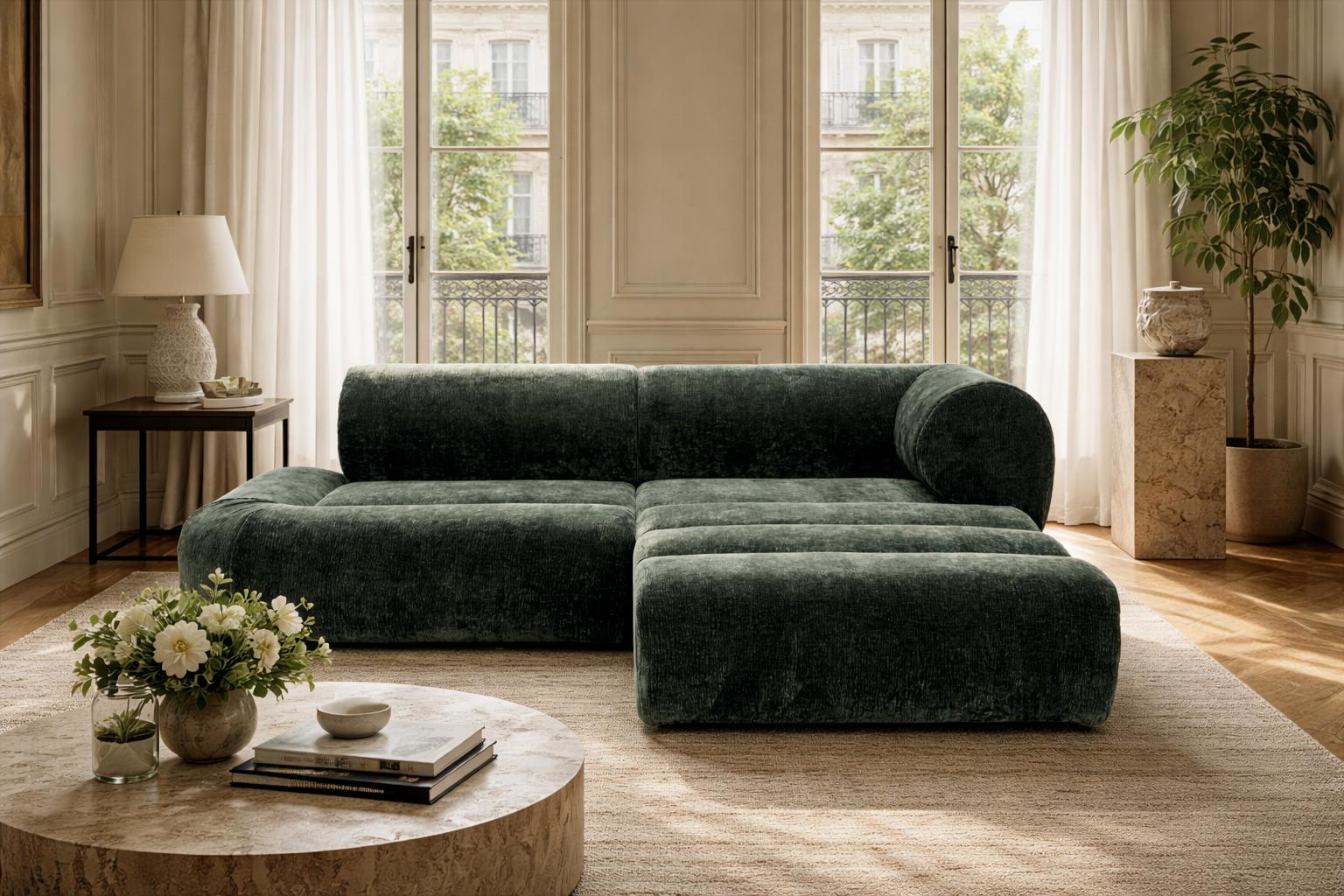 Canapé d'angle Saint Denis de Paname Avenue dans un intérieur parisien chaleureux