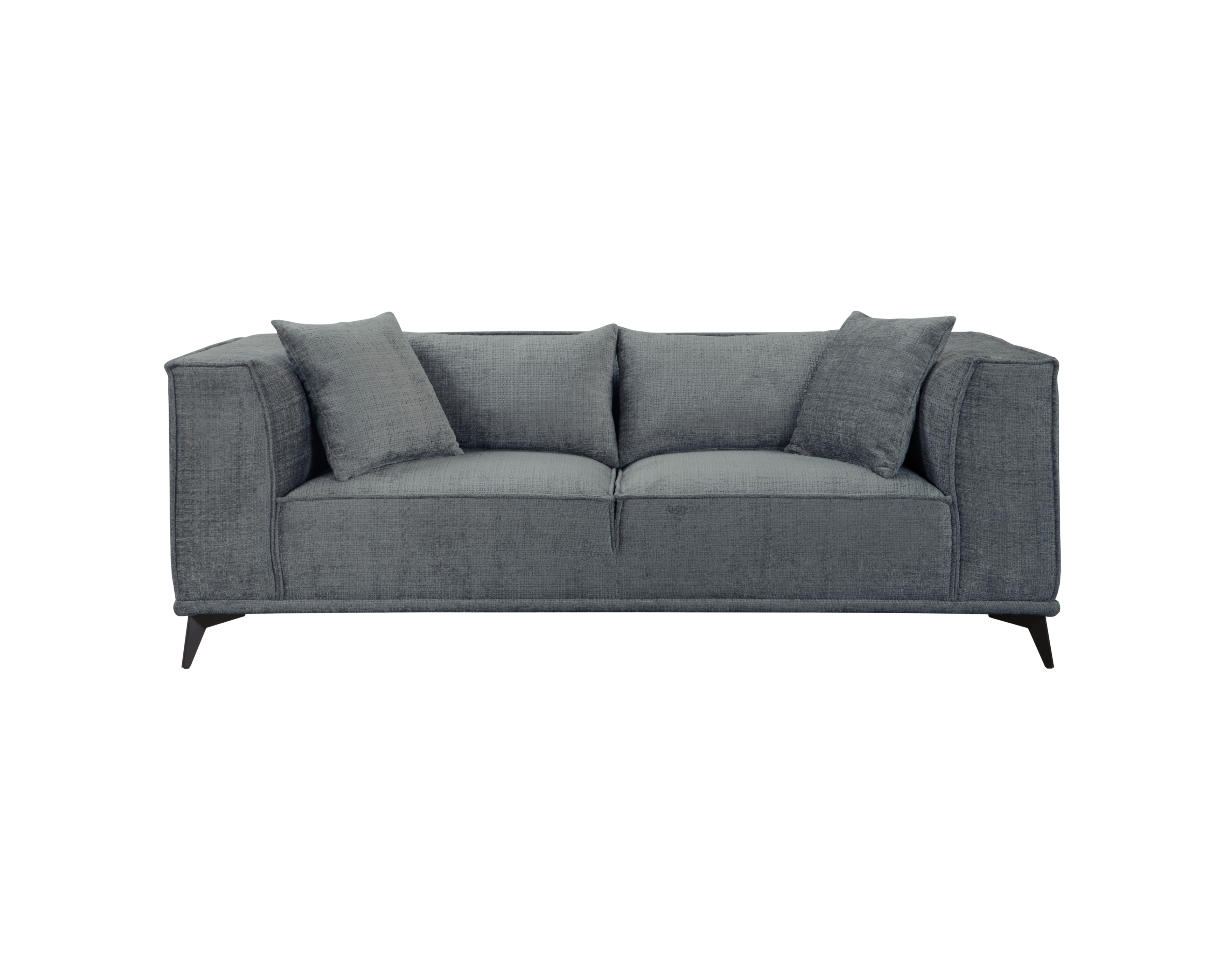 Canapé droit Abbesses en tissu chenille anthracite Paname Avenue, vue de face sur fond blanc