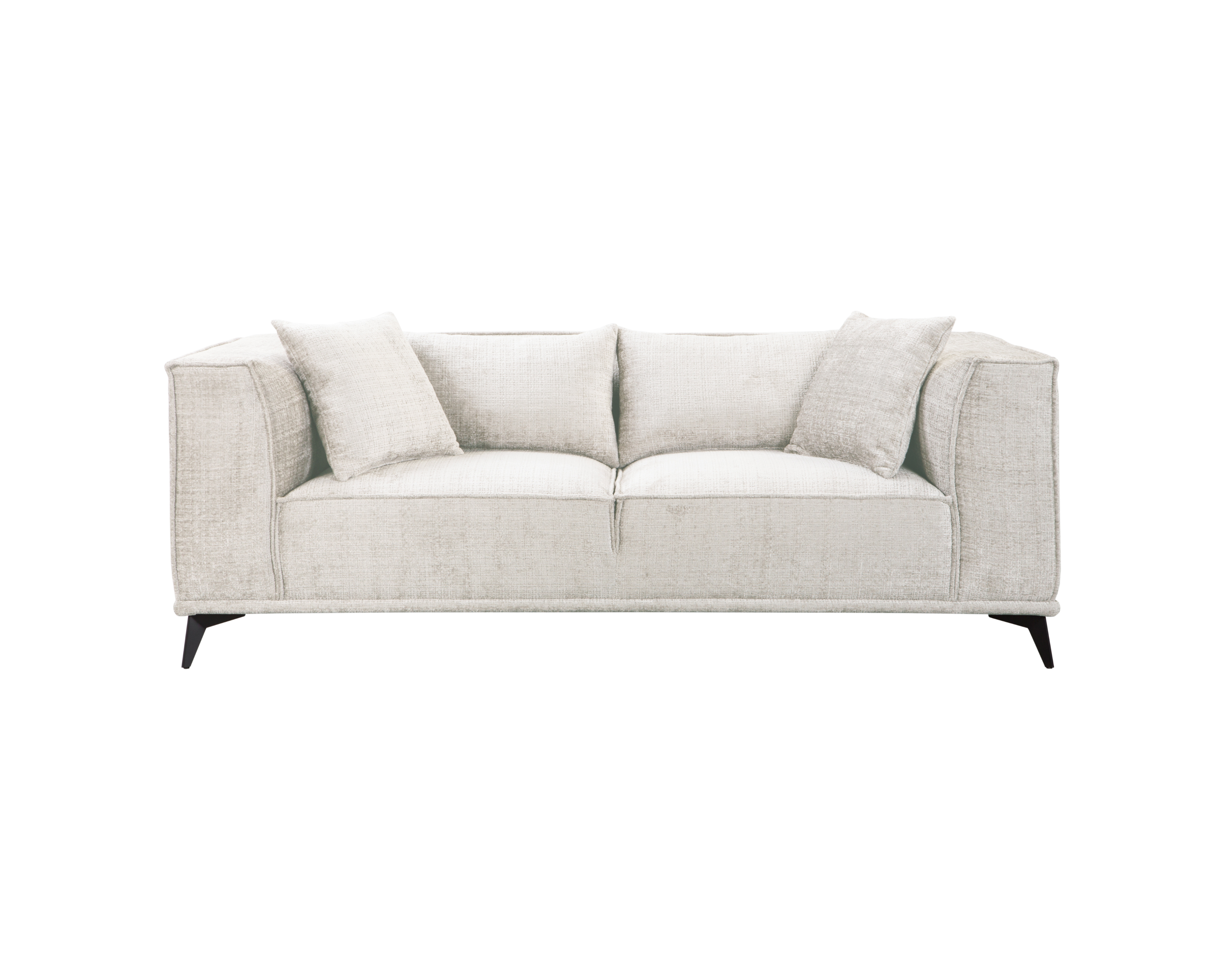 Canapé droit Abbesses en tissu chenille beige Paname Avenue, vue de face sur fond blanc