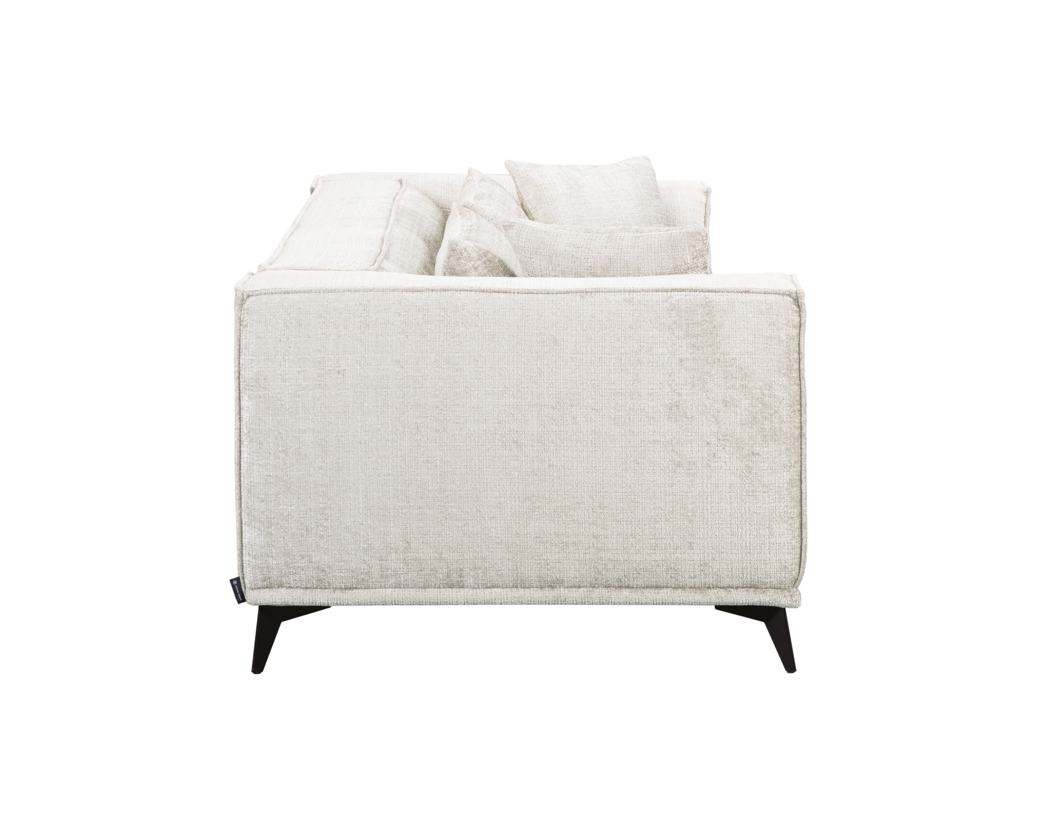 Canapé droit Abbesses en tissu chenille beige Paname Avenue, vue de profil sur fond blanc