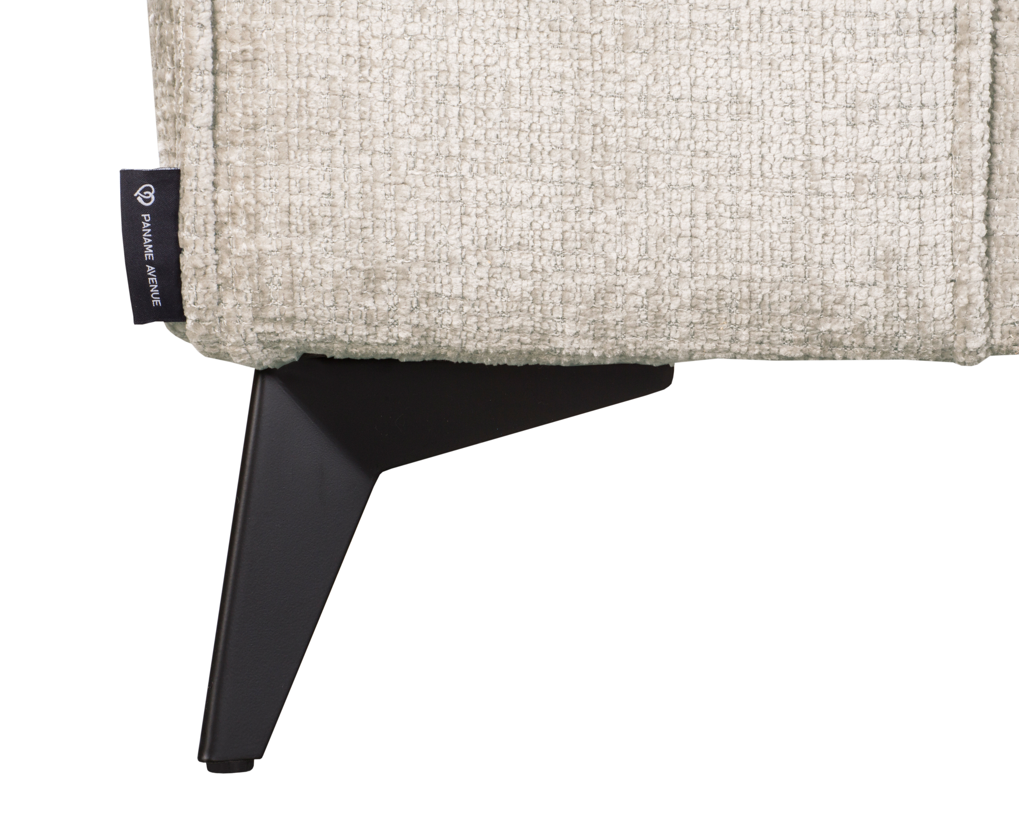 Canapé droit Abbesses en tissu chenille beige Paname Avenue, détail du pied 