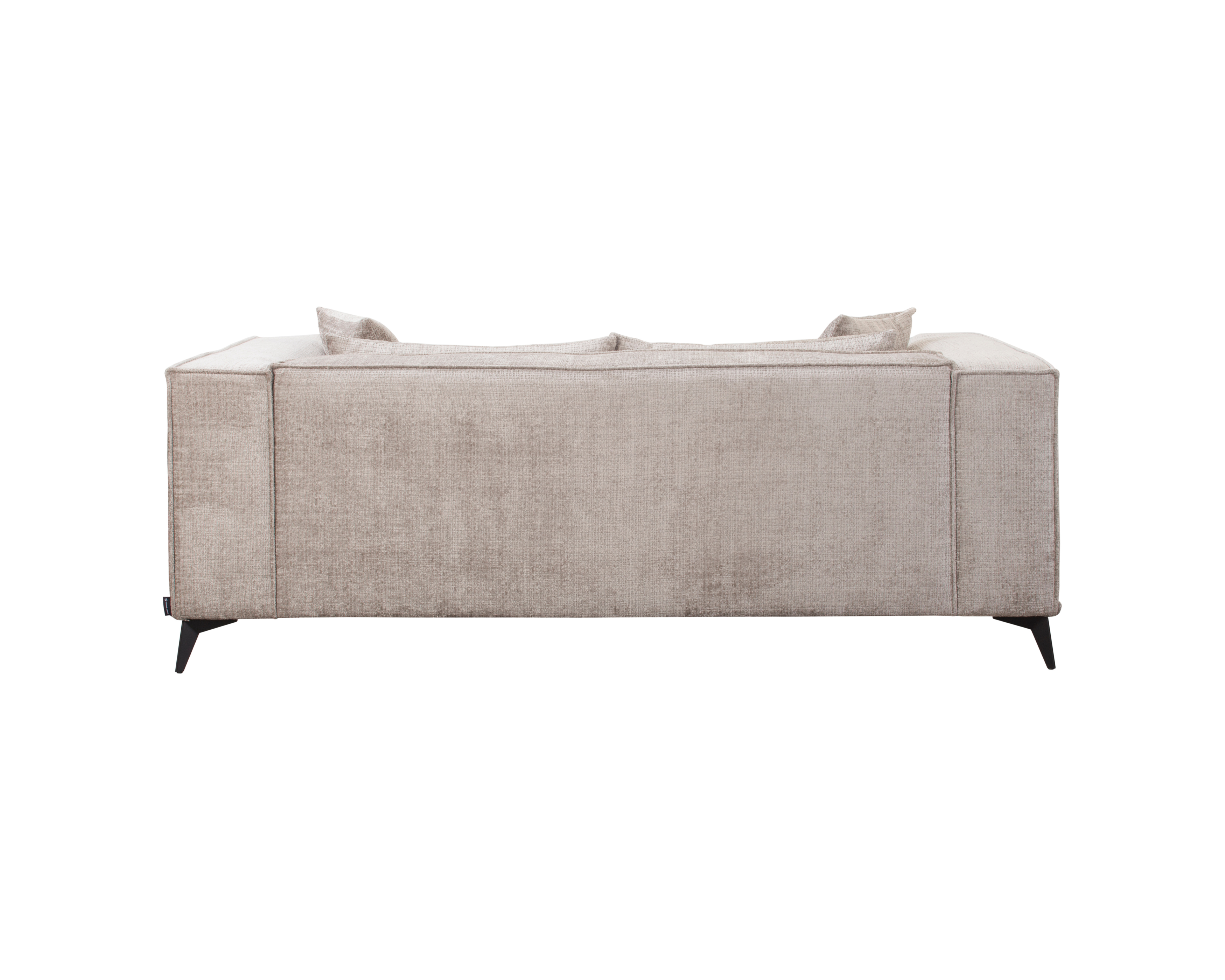 Canapé droit Abbesses en tissu chenille taupe Paname Avenue, vue arrière sur fond blanc
