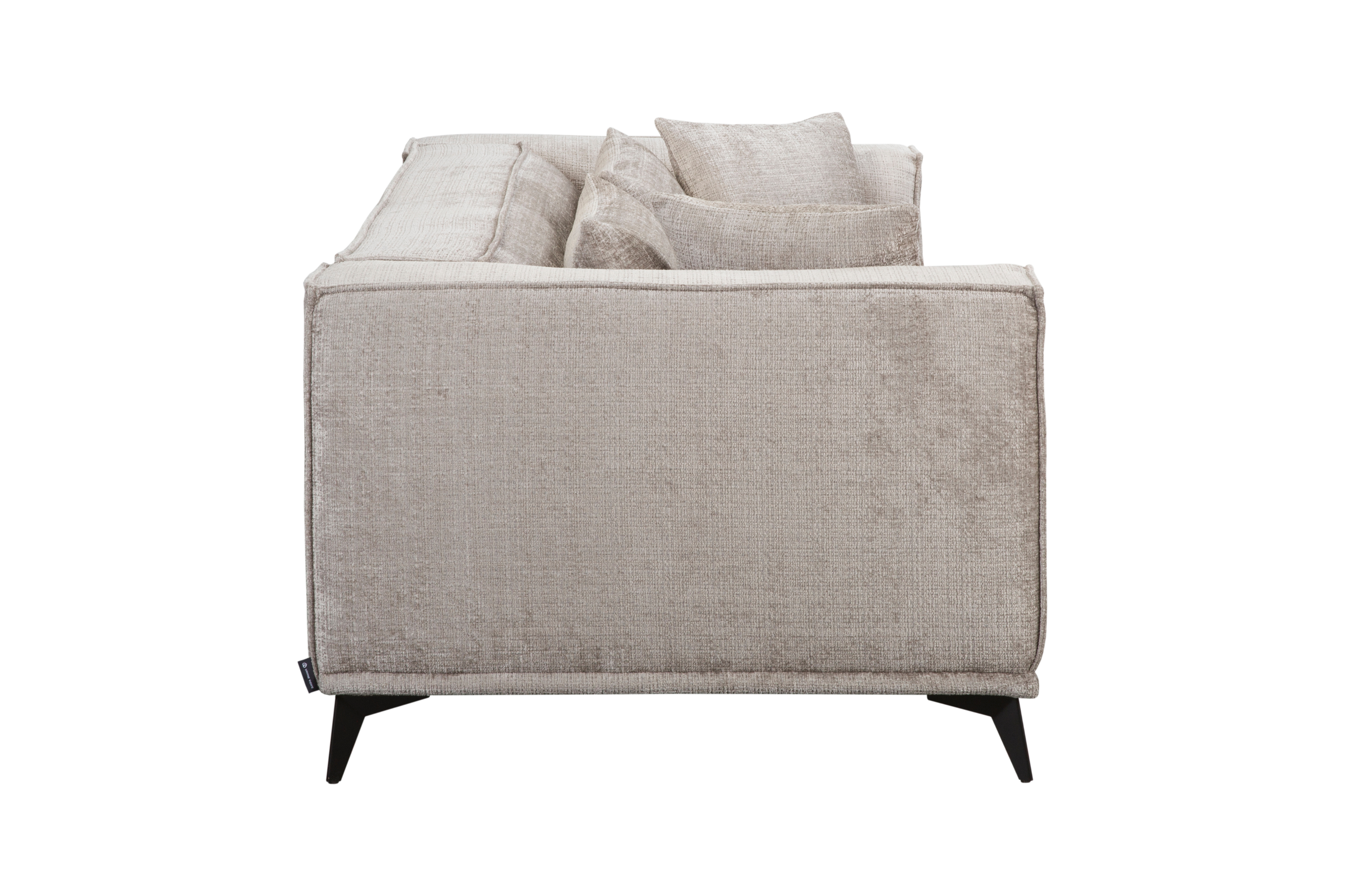 Canapé droit Abbesses en tissu chenille taupe Paname Avenue, vue de profil sur fond blanc