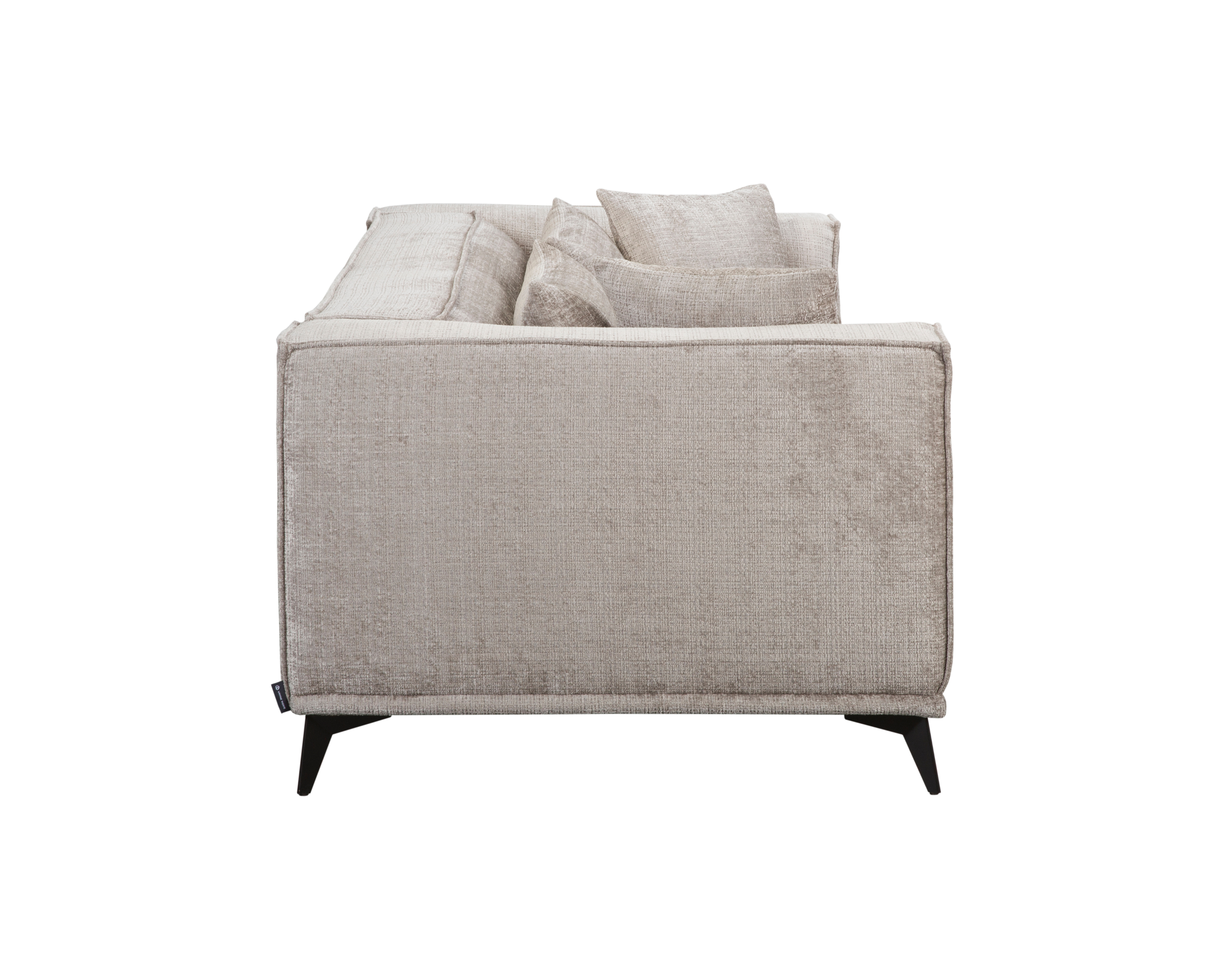 Canapé droit Abbesses en tissu chenille taupe Paname Avenue, vue de profil sur fond blanc