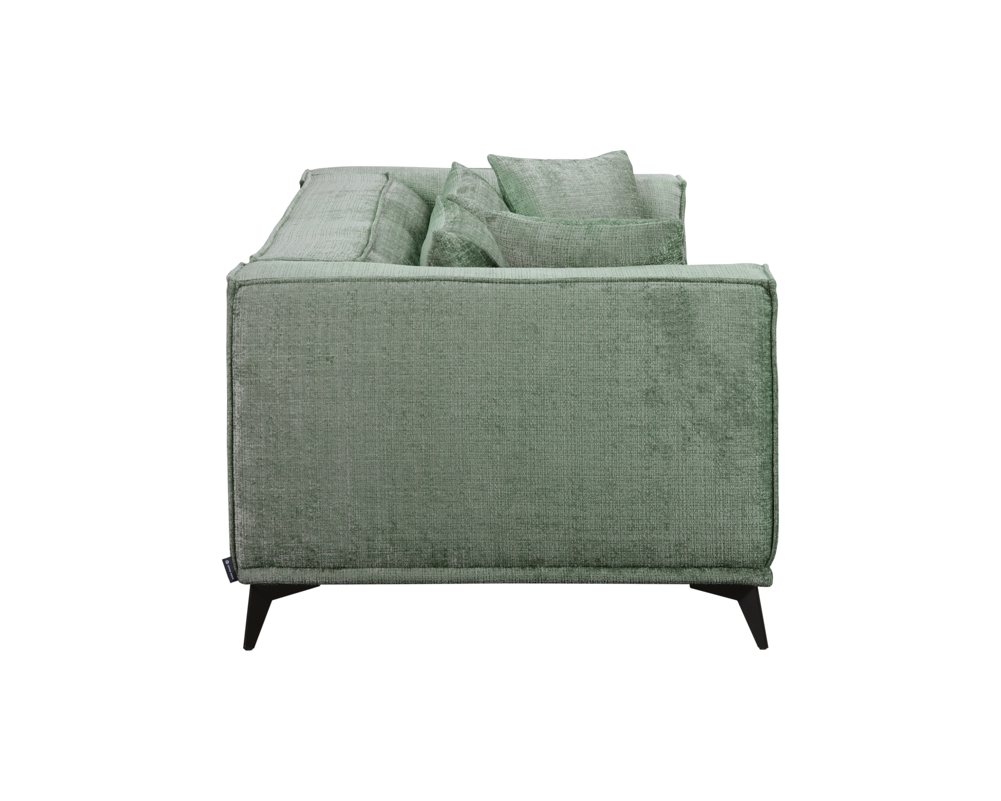 Canapé droit Abbesses en tissu chenille vert olive Paname Avenue, vue de profil sur fond blanc