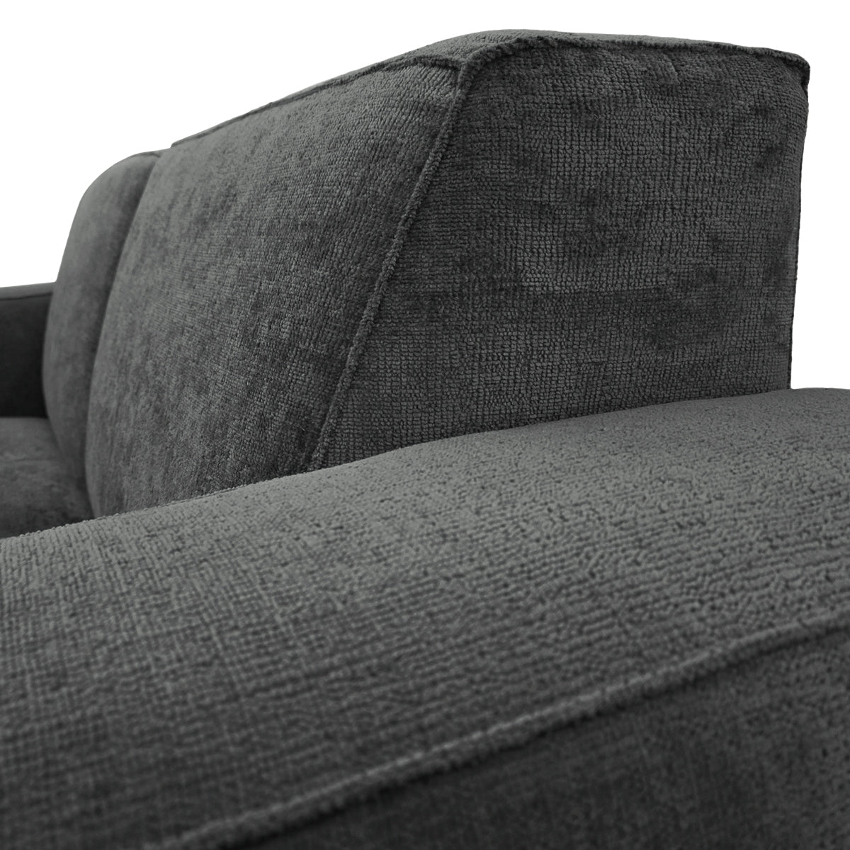 Canapé droit Cléry en tissu chenille anthracite Paname Avenue, zoom sur le revêtement