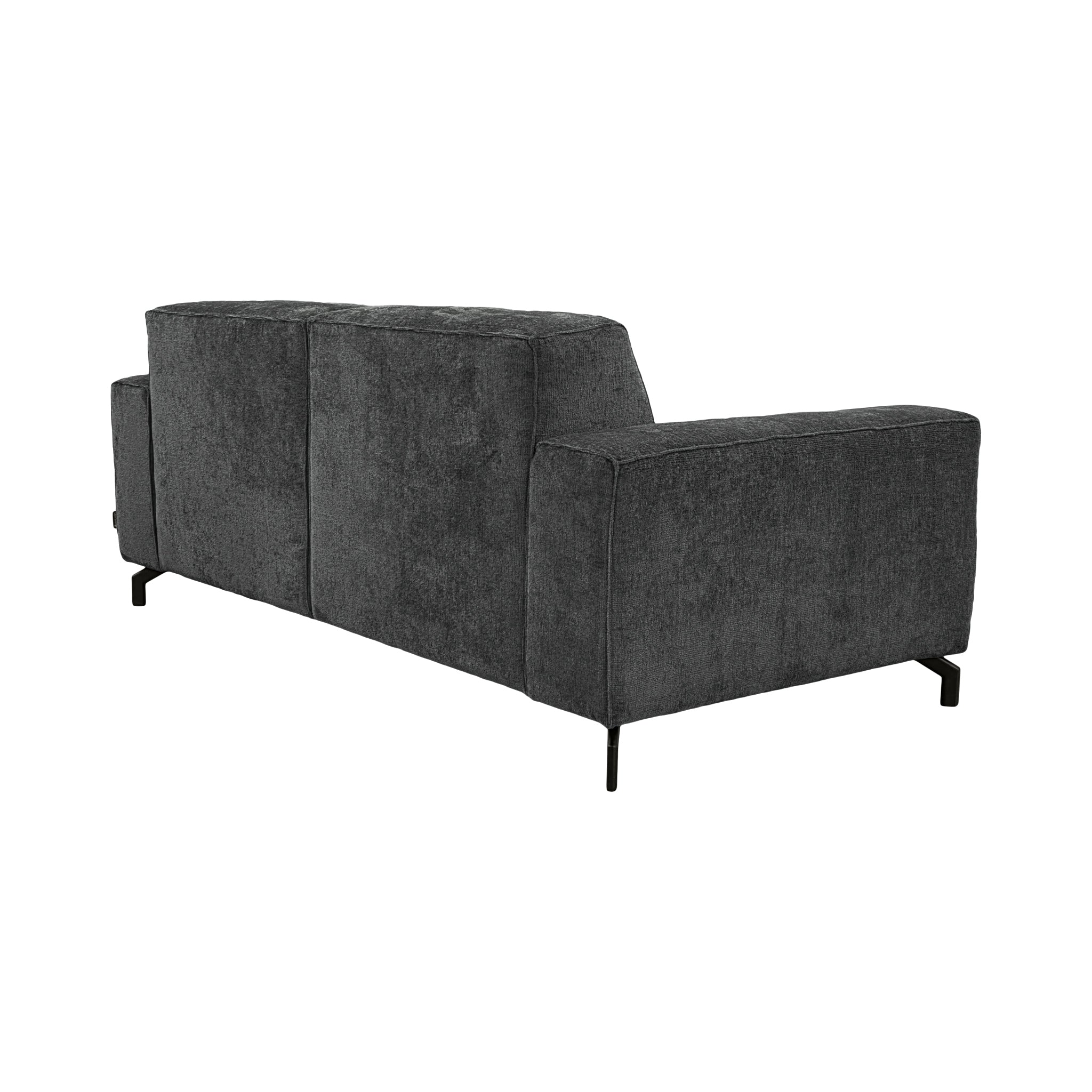 Canapé droit Cléry en tissu chenille anthracite Paname Avenue, vue trois-quarts de dos sur fond blanc