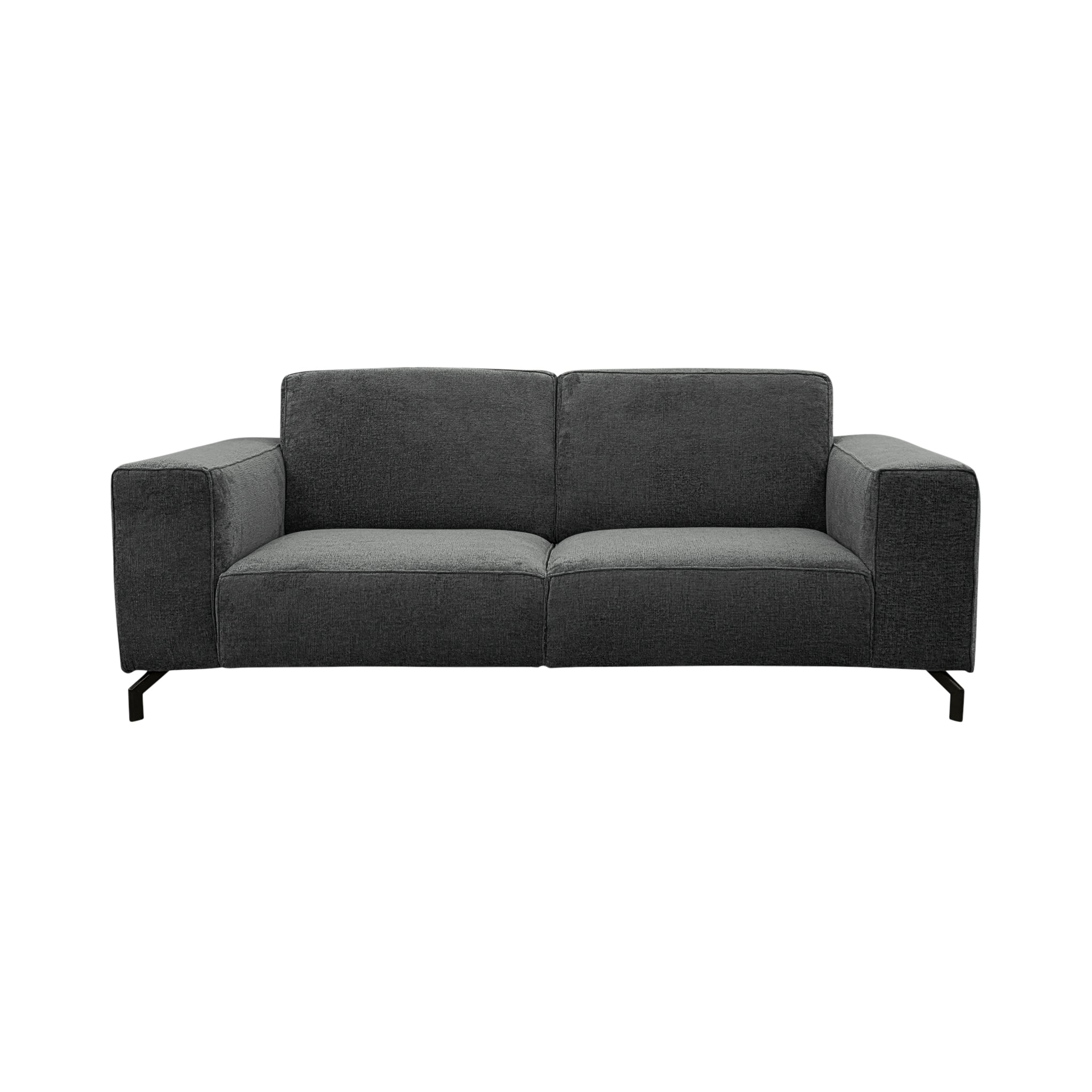 Canapé droit Cléry en tissu chenille anthracite Paname Avenue, vue de face sur fond blanc