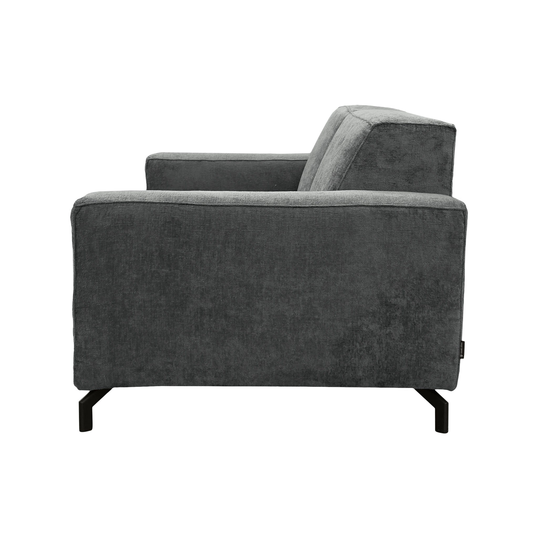 Canapé droit Cléry en tissu chenille anthracite Paname Avenue, vue de profil sur fond blanc