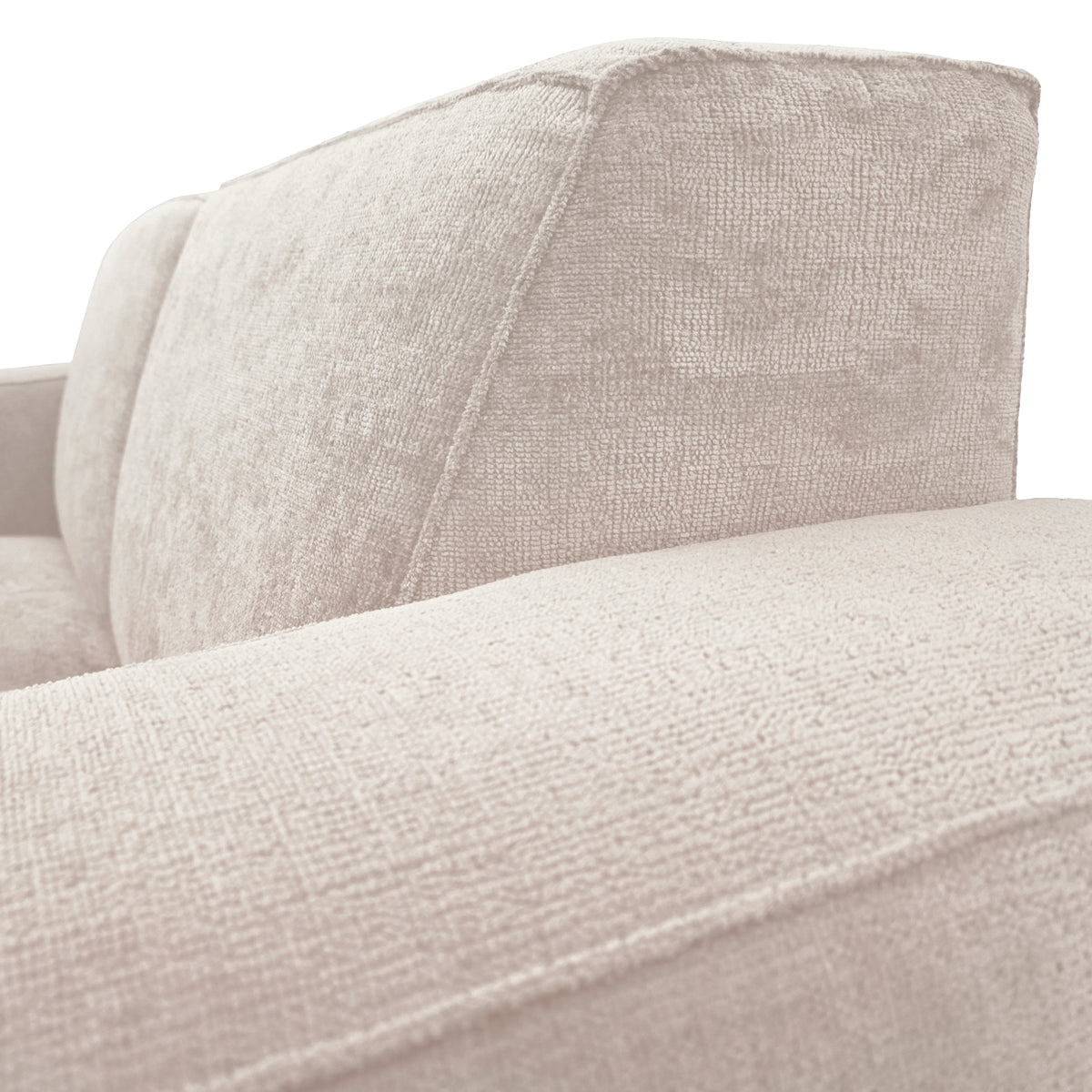Canapé droit Cléry en tissu chenille beige Paname Avenue, zoom sur le revêtement