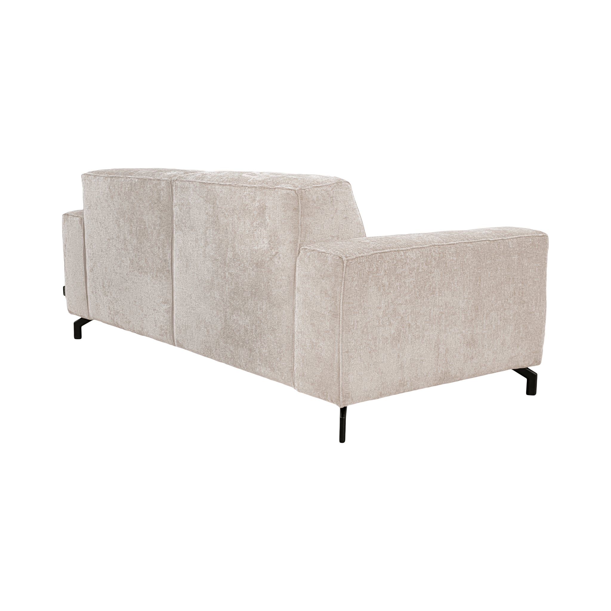 Canapé droit Cléry en tissu chenille beige Paname Avenue, vue trois-quarts de dos sur fond blanc