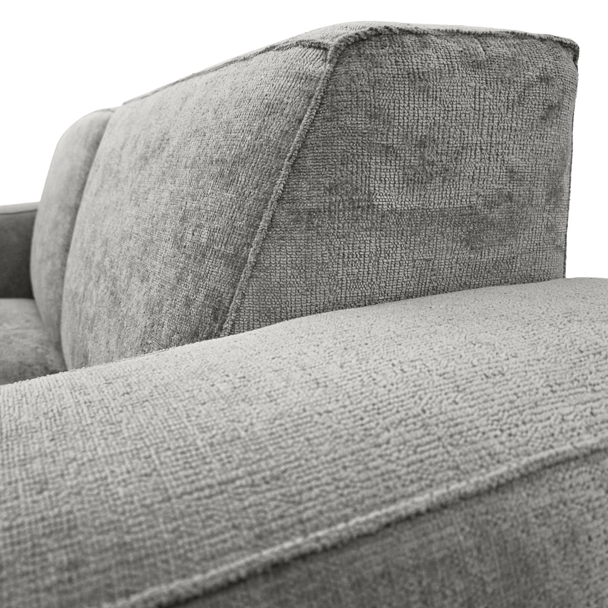 Canapé droit Cléry en tissu chenille gris Paname Avenue, zoom sur le revêtement