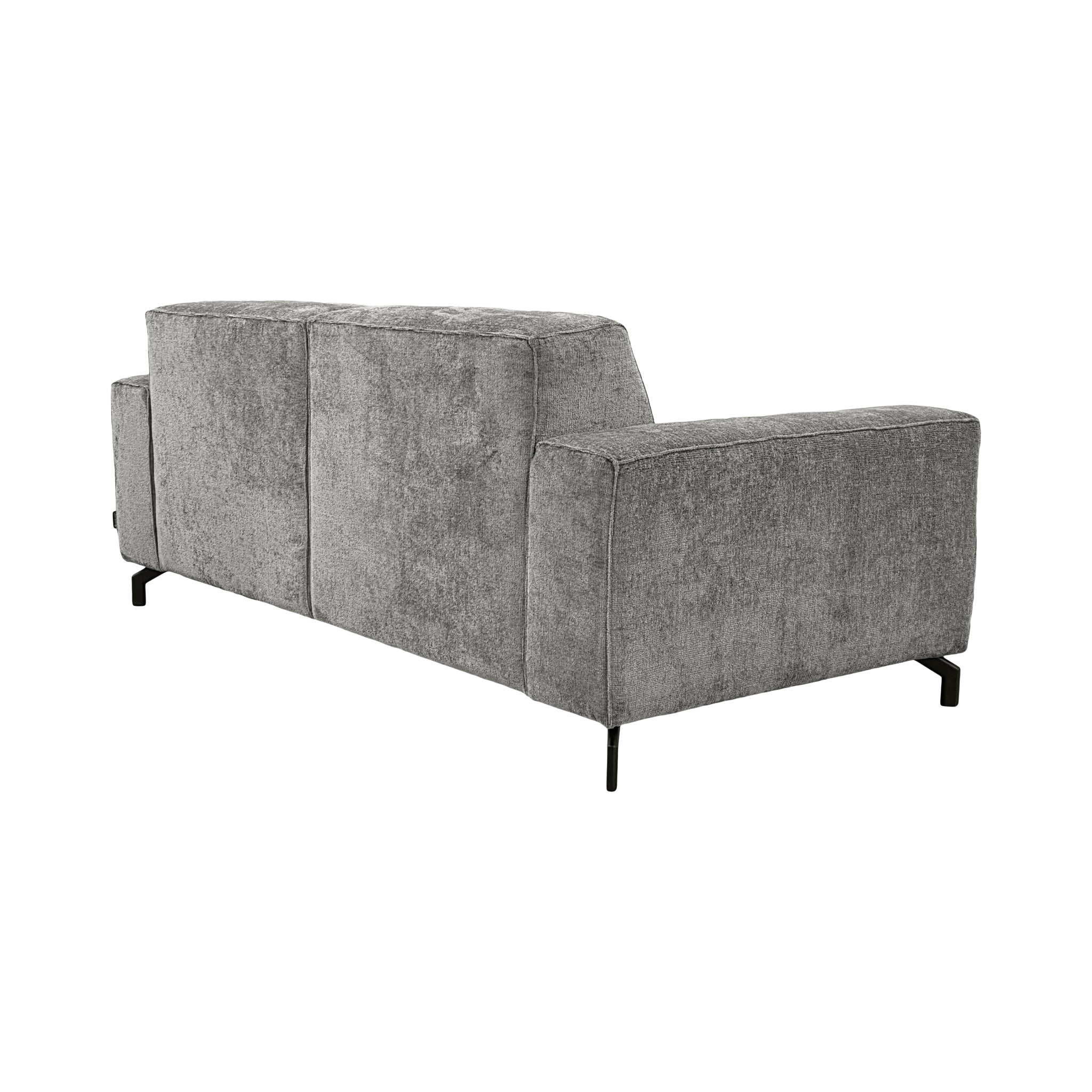 Canapé droit Cléry en tissu chenille gris Paname Avenue, vue trois-quarts de dos sur fond blanc