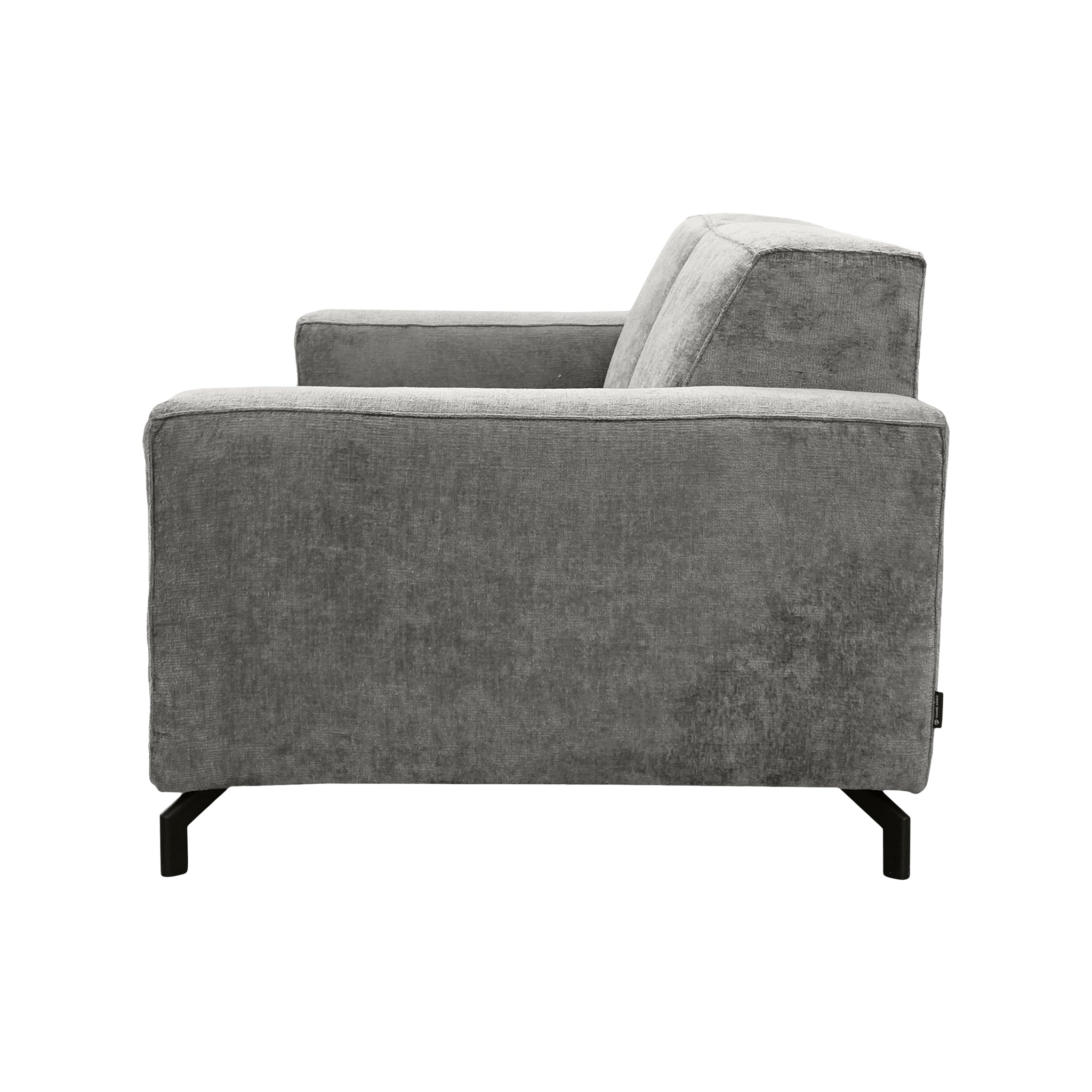 Canapé droit Cléry en tissu chenille gris Paname Avenue, vue de profil sur fond blanc