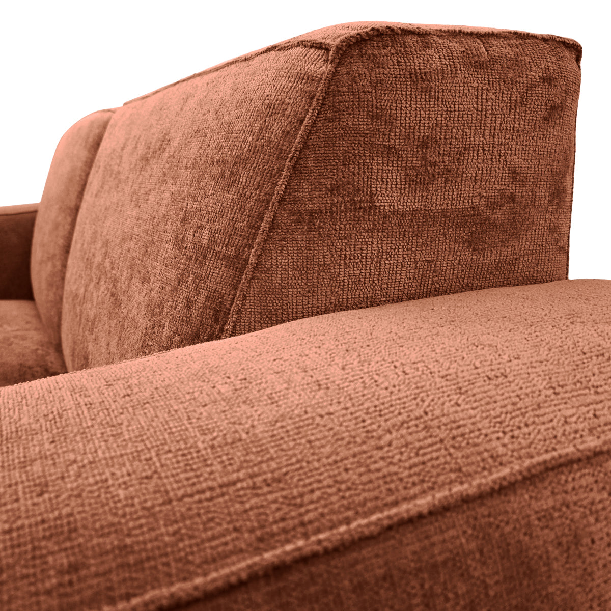 Canapé droit Cléry en tissu chenille terracotta Paname Avenue, zoom sur le revêtement