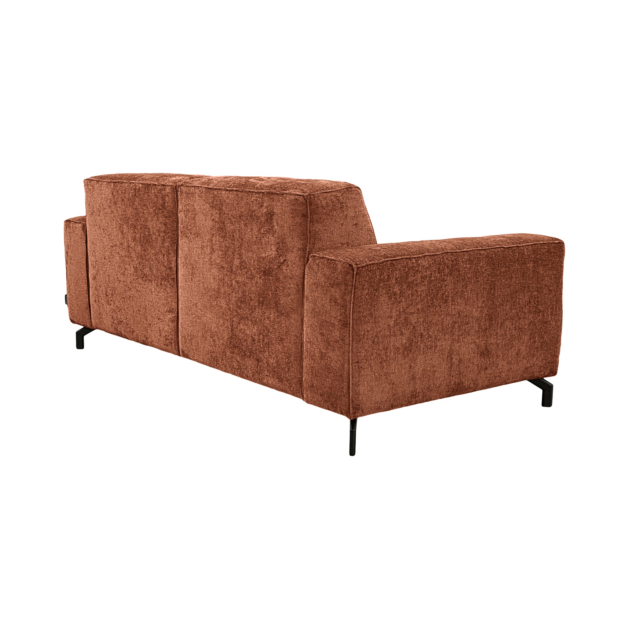 Canapé droit Cléry en tissu chenille terracotta Paname Avenue, vue trois-quarts de dos sur fond blanc
