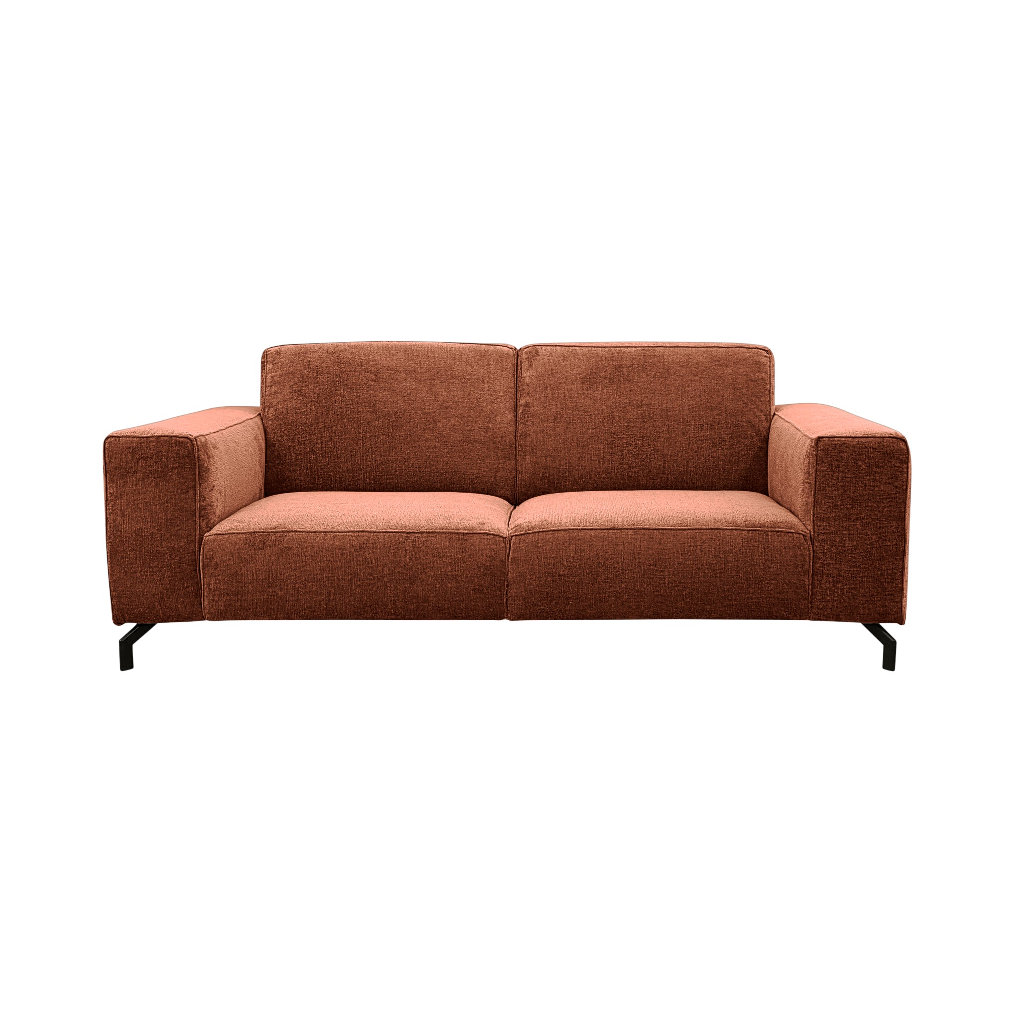 Canapé droit Cléry en tissu chenille terracotta Paname Avenue, vue de face sur fond blanc