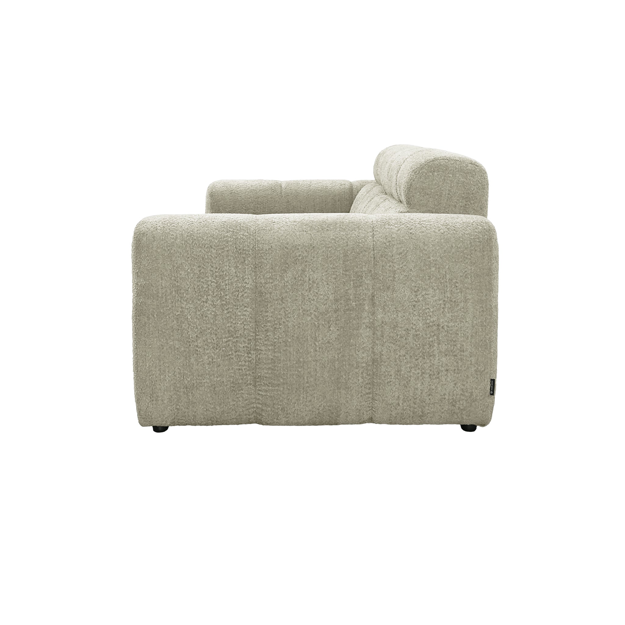 Canapé droit Colonel-Driant en tissu bouclette beige Paname Avenue, vue de profil sur fond blanc