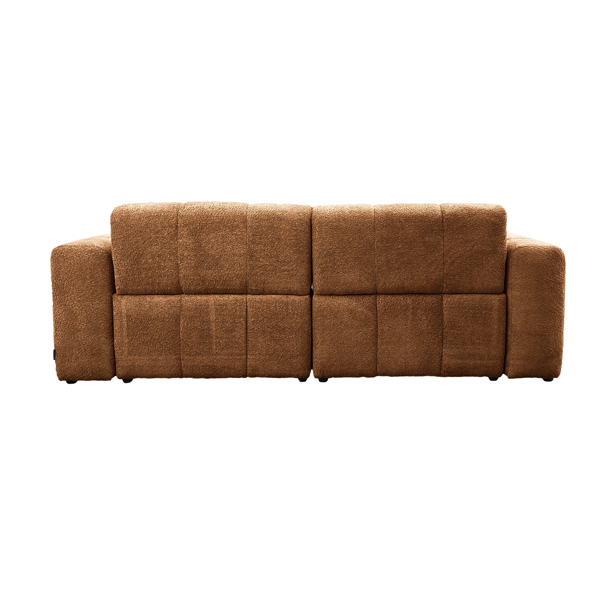 Canapé droit Colonel-Driant en tissu bouclette terracotta Paname Avenue, vue arrière sur fond blanc