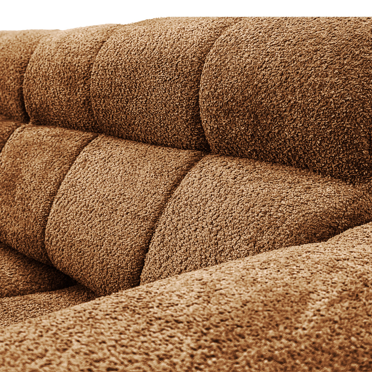 Canapé droit Colonel-Driant en tissu bouclette terracotta Paname Avenue, zoom sur le revêtement