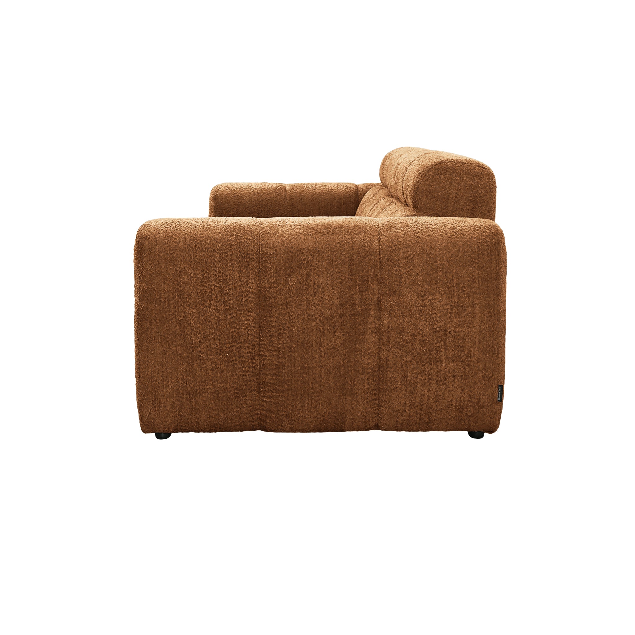 Canapé droit Colonel-Driant en tissu bouclette terracotta Paname Avenue, vue de profil sur fond blanc