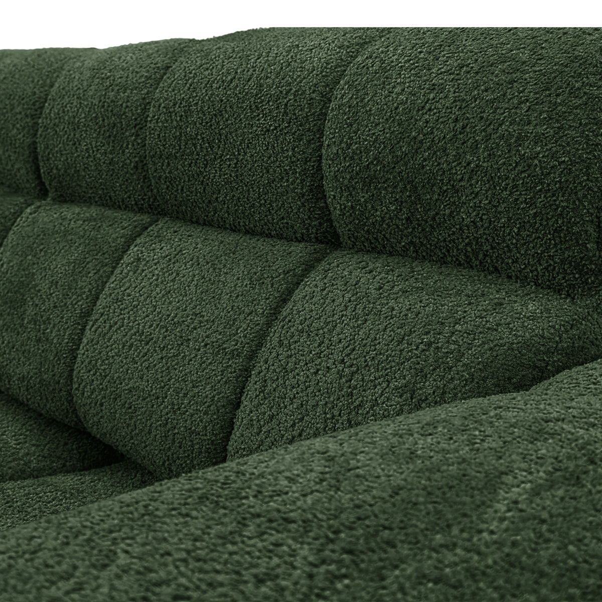 Canapé droit Colonel-Driant en tissu bouclette vert Paname Avenue, zoom sur le revêtement