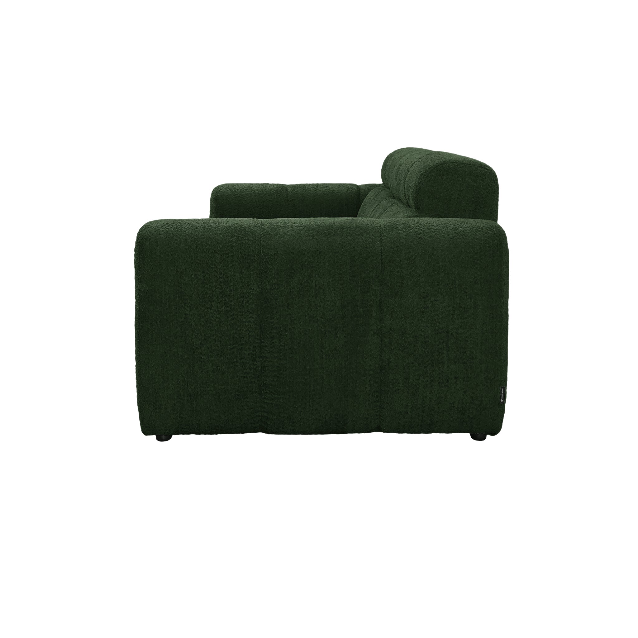 Canapé droit Colonel-Driant en tissu bouclette vert Paname Avenue, vue de profil sur fond blanc